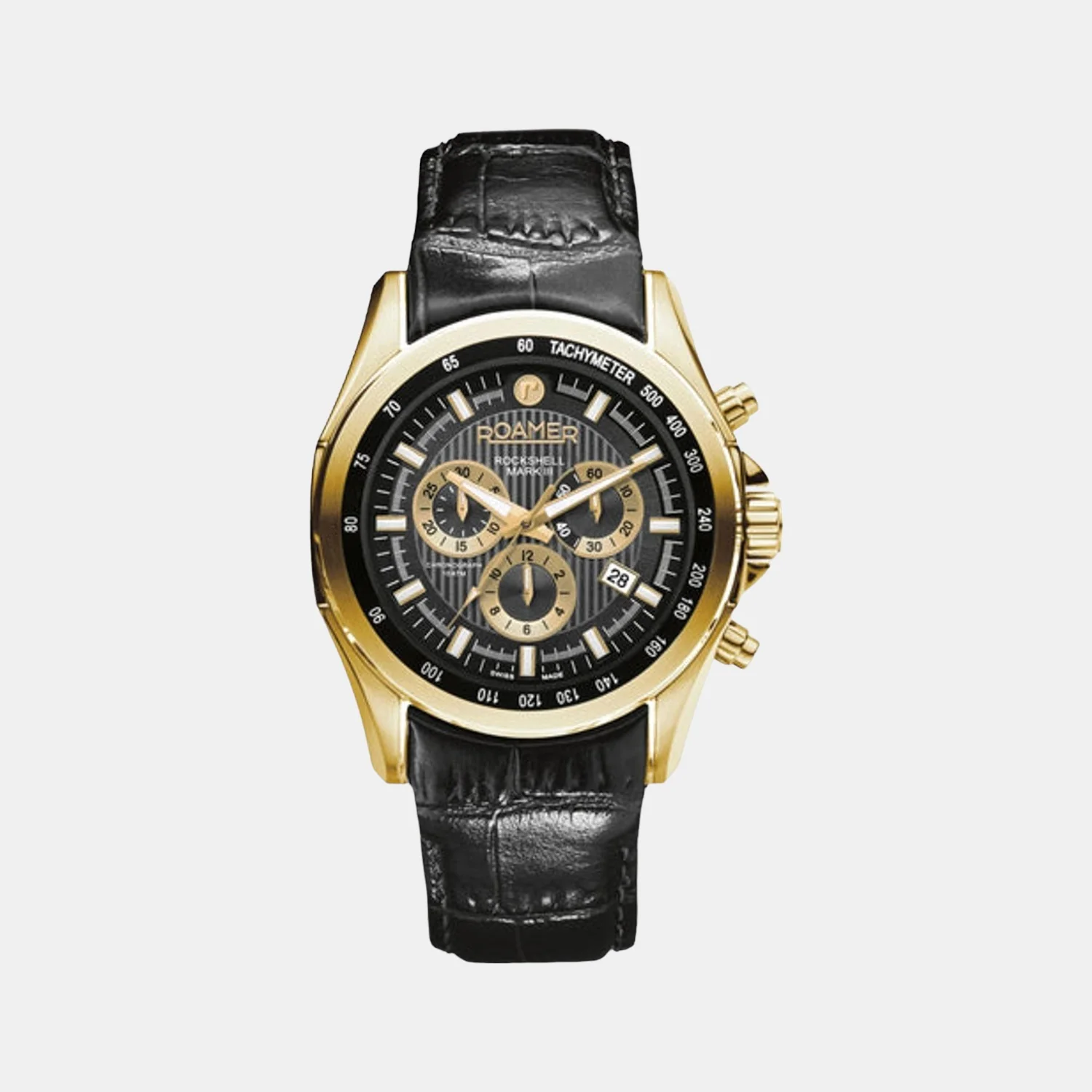 Rockshell Mark Iii Men Quartz Black Dial Chronograph Leather Watch 220837 48 55 02