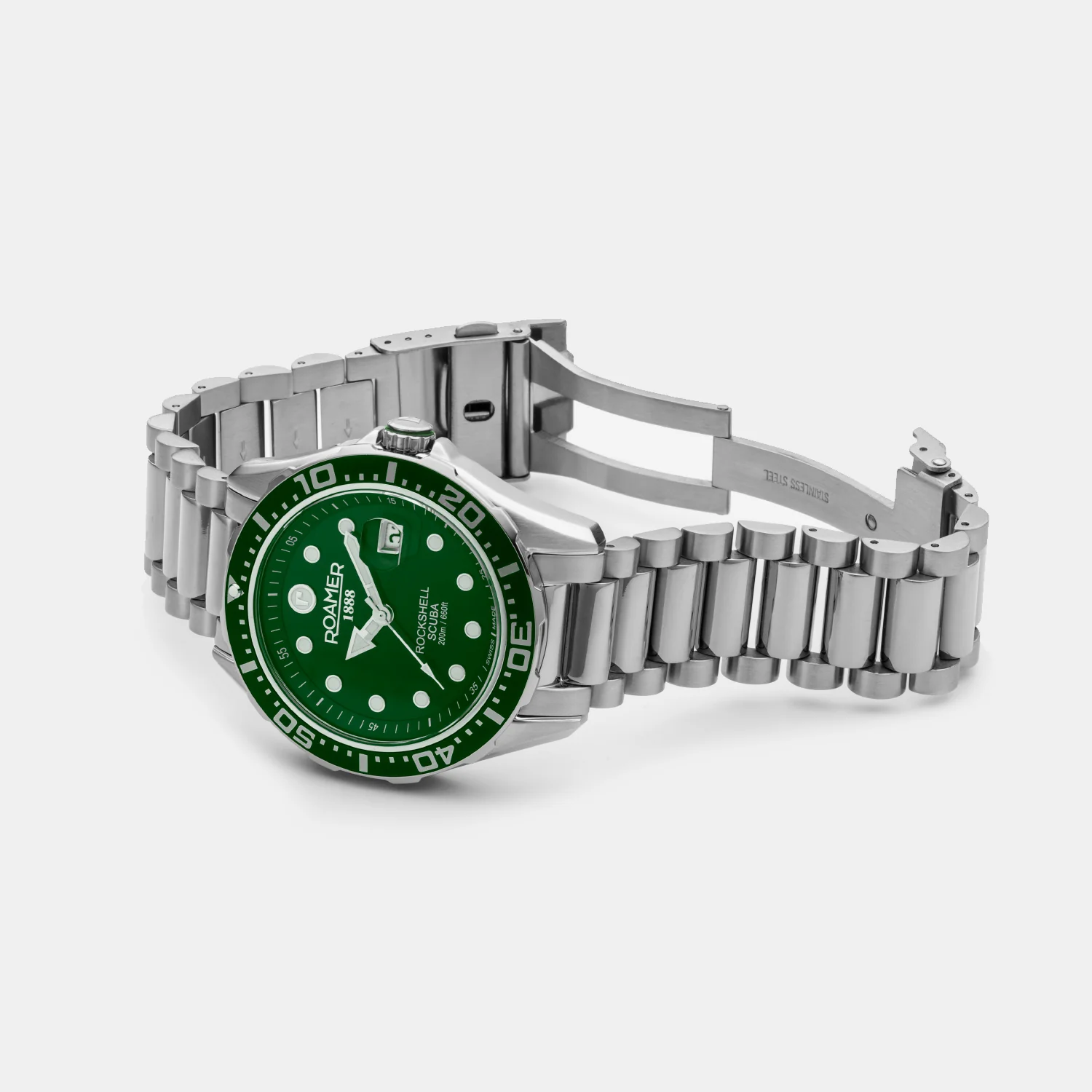 Rockshell Mark III Scuba Men Quartz Green Dial Analog Stainless Steel Watch 220858 41 75 50 - Image 4