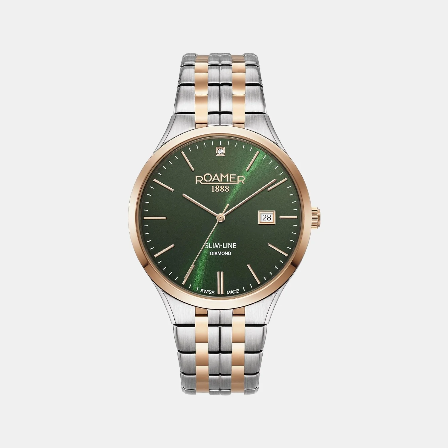 Slim-Line Men Quartz Green Dial Analog Stainless Steel Watch 864833 49 75 50