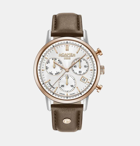 Vanguard Chrono Ii Men Quartz Silver Dial Chronograph Leather Watch 975819 49 15 09