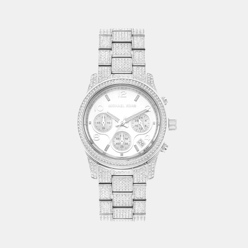 Runway Women Quartz Silver Dial Chronograph Stainless Steel Watch MK7434