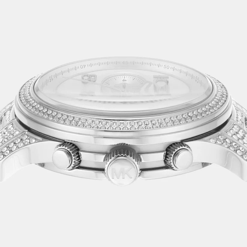 Runway Women Quartz Silver Dial Chronograph Stainless Steel Watch MK7434 - Image 3