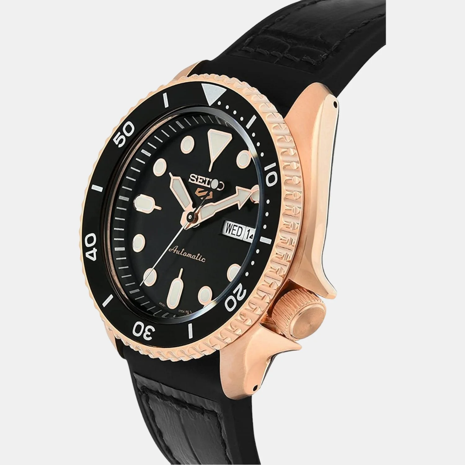 5 Sports Men Automatic Black Dial Analog Leather Watch SRPD76K1 - Image 2