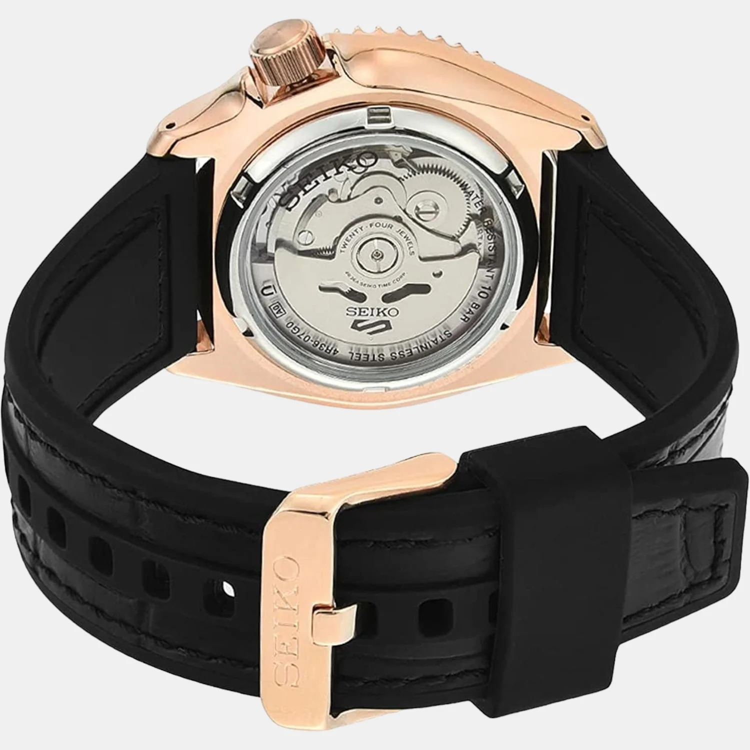 5 Sports Men Automatic Black Dial Analog Leather Watch SRPD76K1 - Image 4