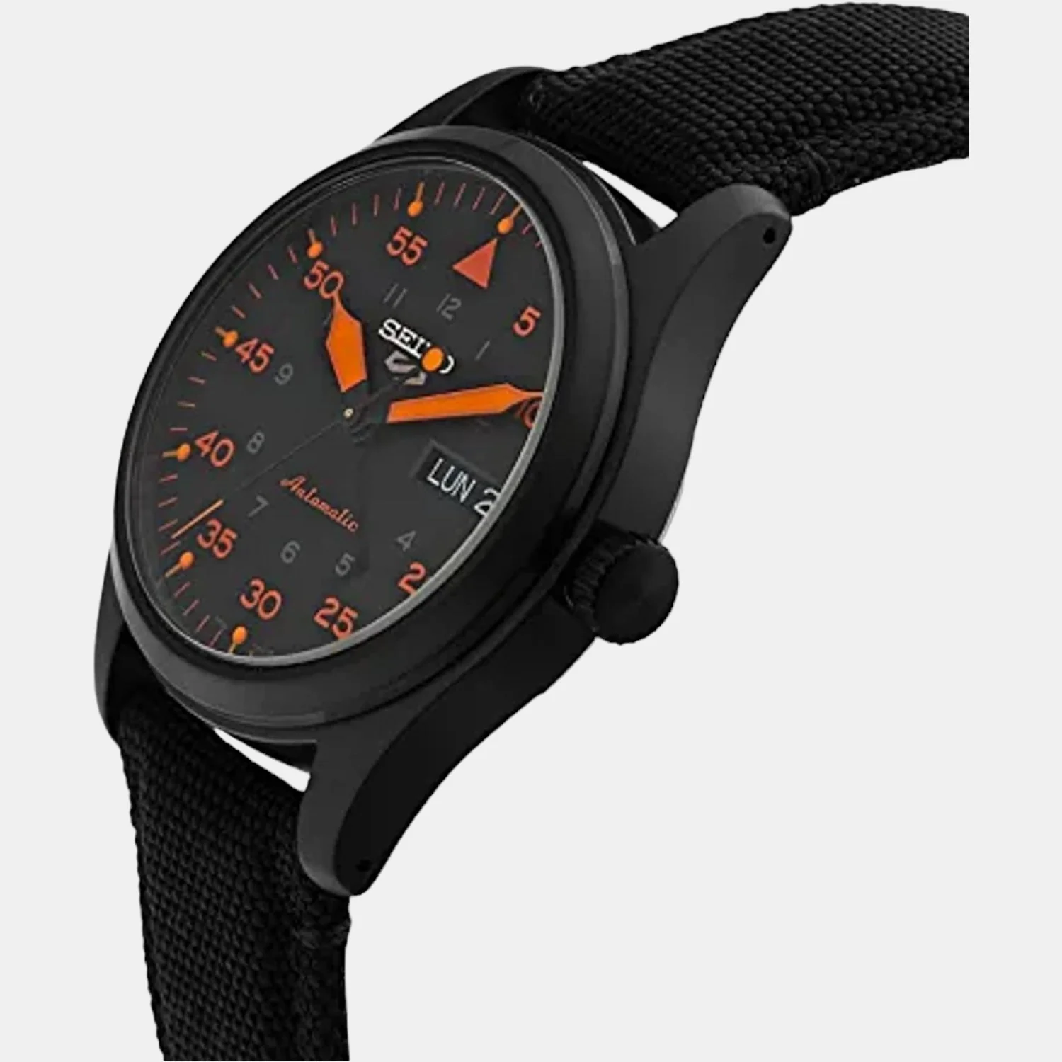 5 Sports Men Automatic Black Dial Analog Nylon Watch SRPH33K1 - Image 2