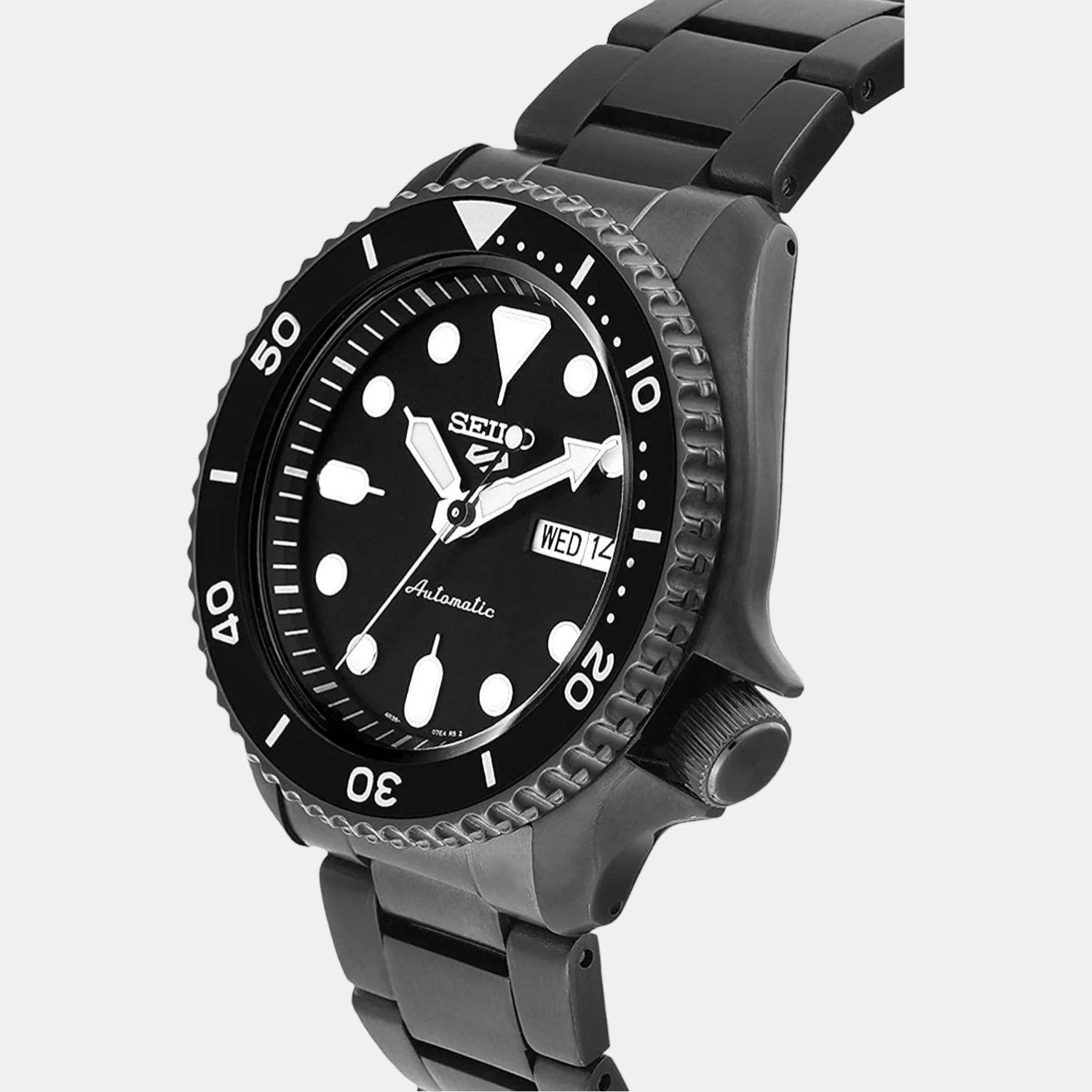 5 Sports Men Automatic Black Dial Analog Stainless Steel Watch SRPD65K1 - Image 2