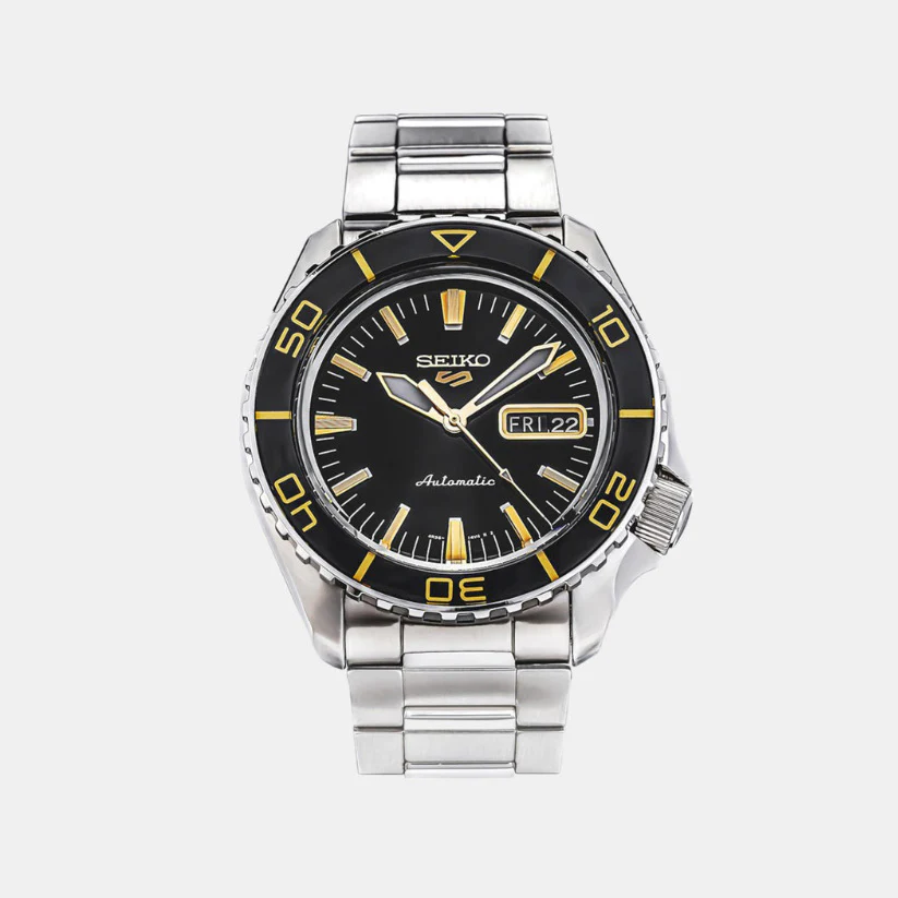 5 Sports Men Automatic Black Dial Analog Stainless Steel Watch SRPK99K1 - Image 2