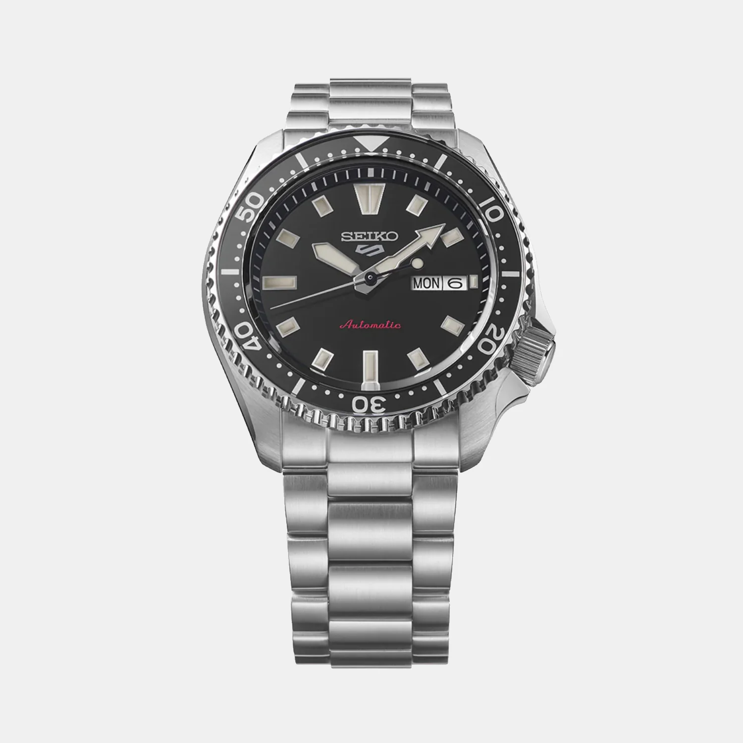 5 Sports Men Automatic Black Dial Analog Stainless Steel Watch SRPL85K1 - Image 2