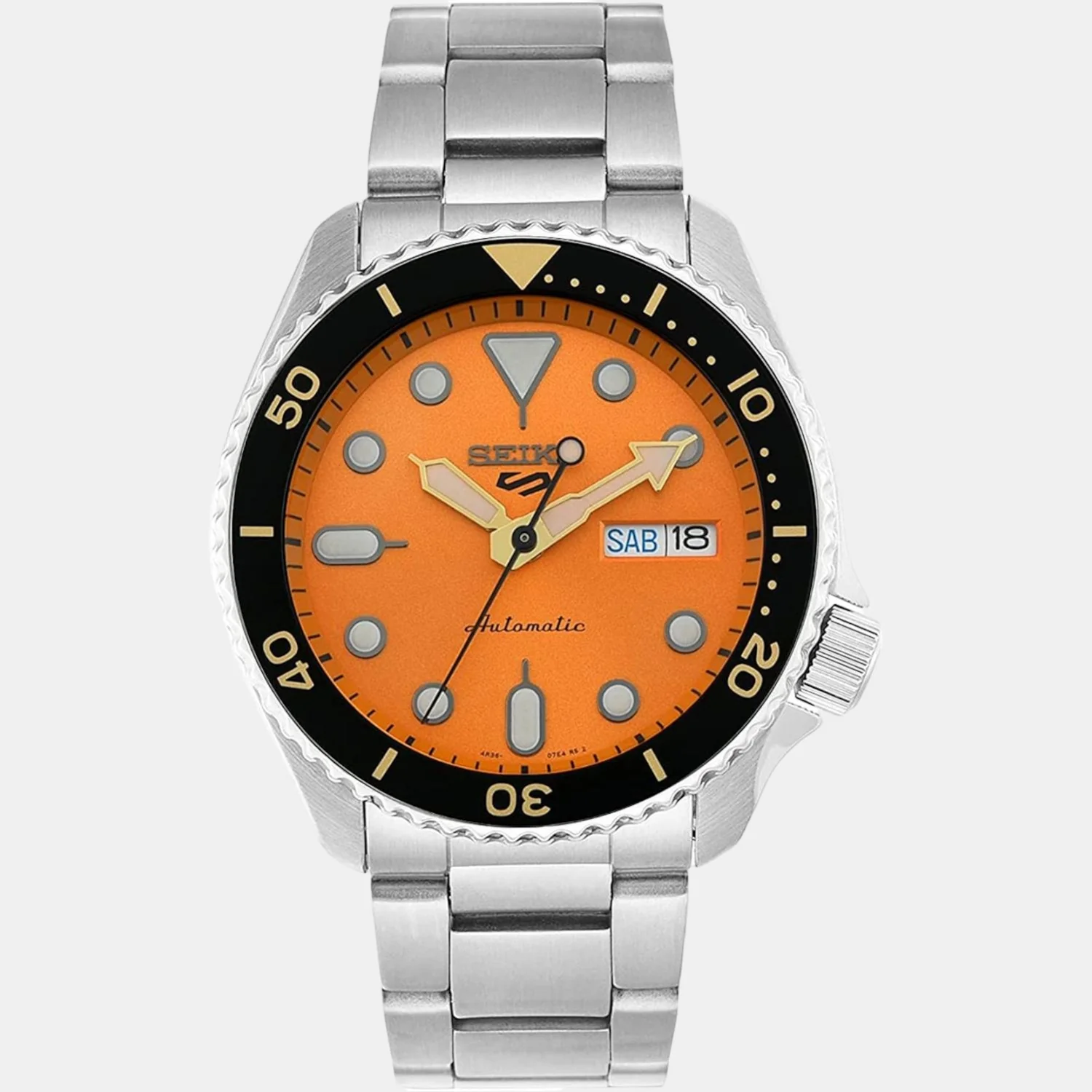5 Sports Men Automatic Orange Dial Analog Stainless Steel Watch SRPD59K1 - Image 6