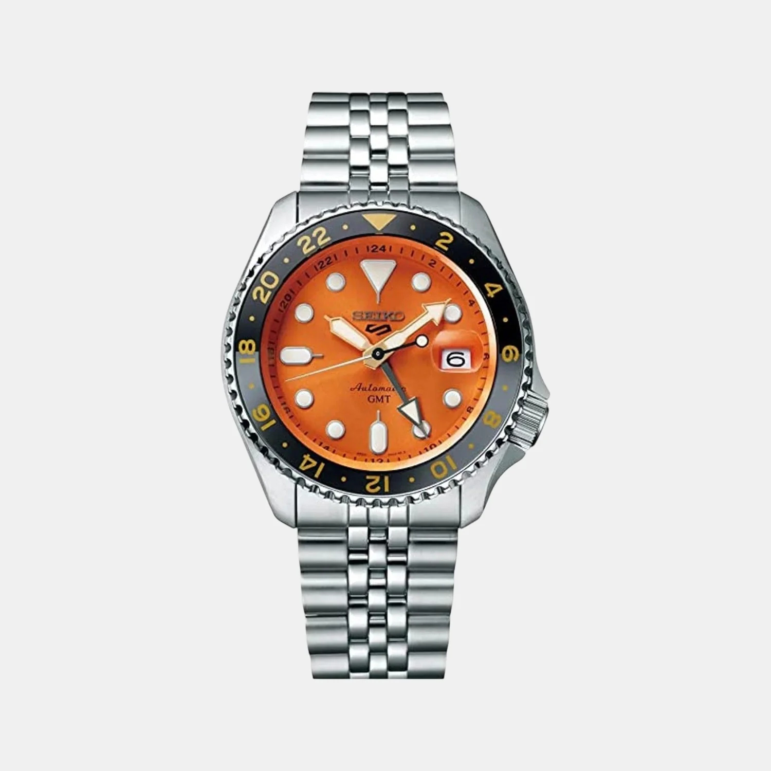 5 Sports Men Automatic Orange Dial Analog Stainless Steel Watch SSK005K1