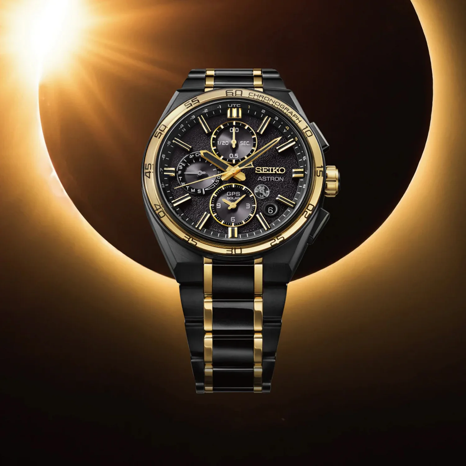 Astron 145th Anniversary Limited Edition ‘Solar Eclipse’ Men Black Dial Chronograph Titanium Watch SSH186J1 - Image 3