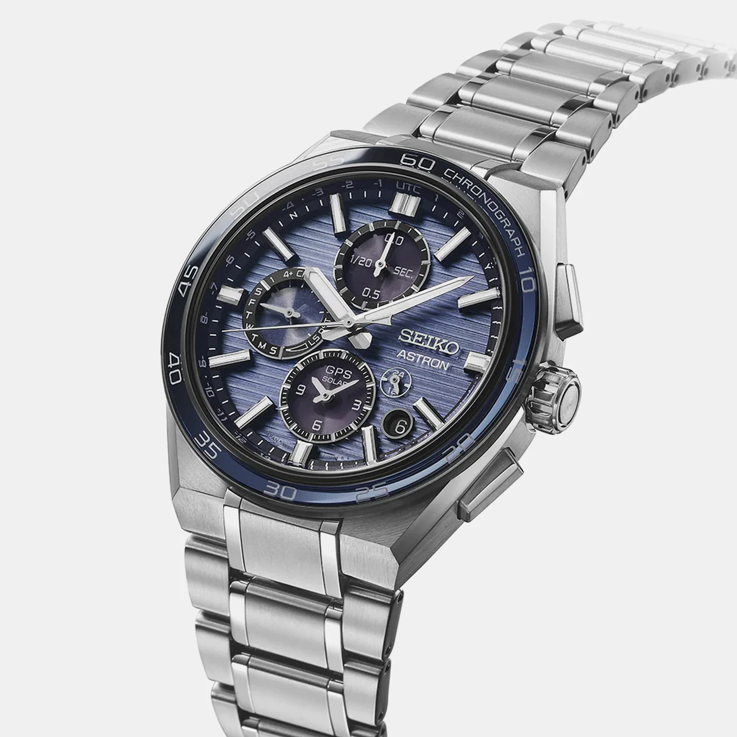 Astron GPS Solar Dual-Time Chronograph Men Slate Blue Dial Watch SSH175J1 - Image 2