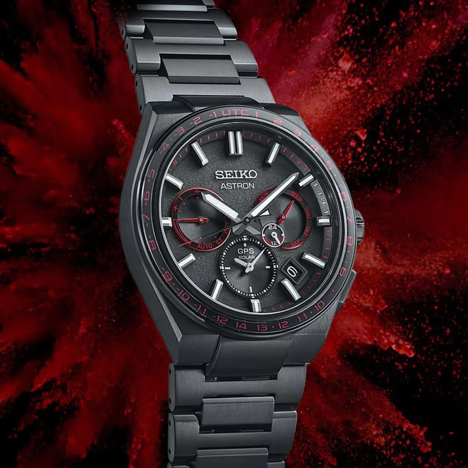 Astron Men 'Redshift' GPS Solar 5X Dual-Time Chronograph Limited Edition Watch SSH137J1 - Image 7