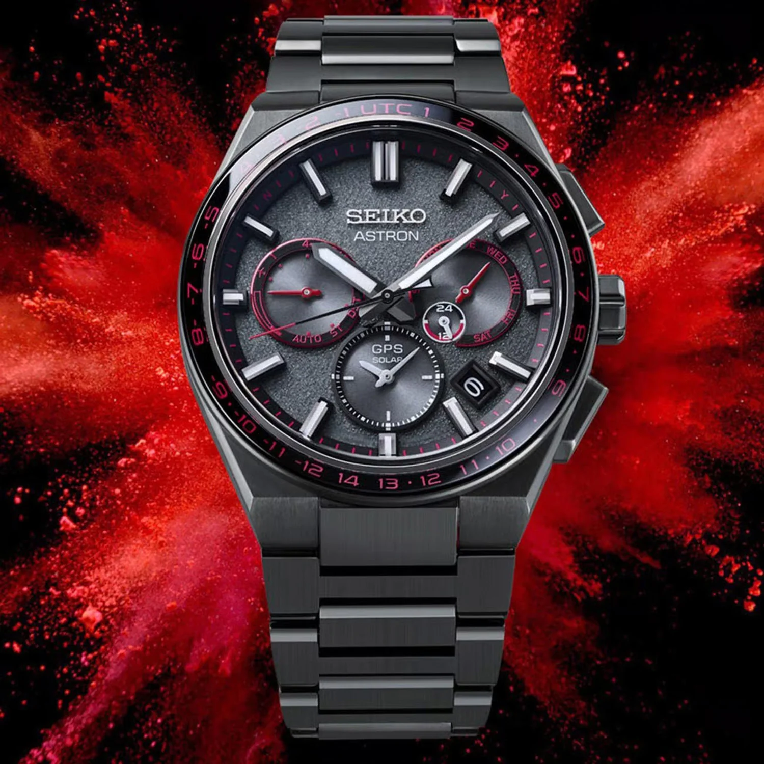 Astron Men 'Redshift' GPS Solar 5X Dual-Time Chronograph Limited Edition Watch SSH137J1 - Image 8