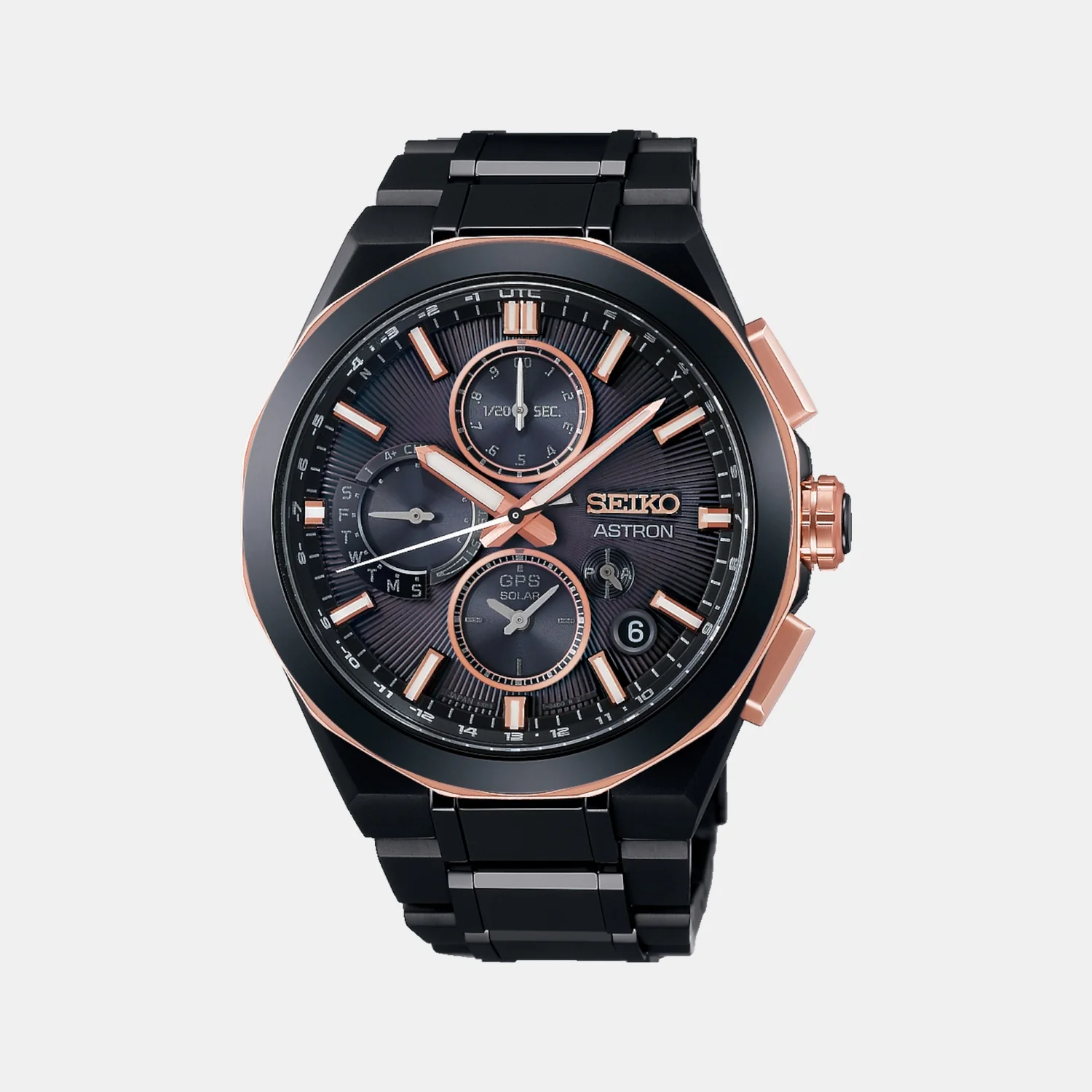 Astron Men Solar Black Dial Chronograph Stainless Steel Watch SSH158J1 - Image 2