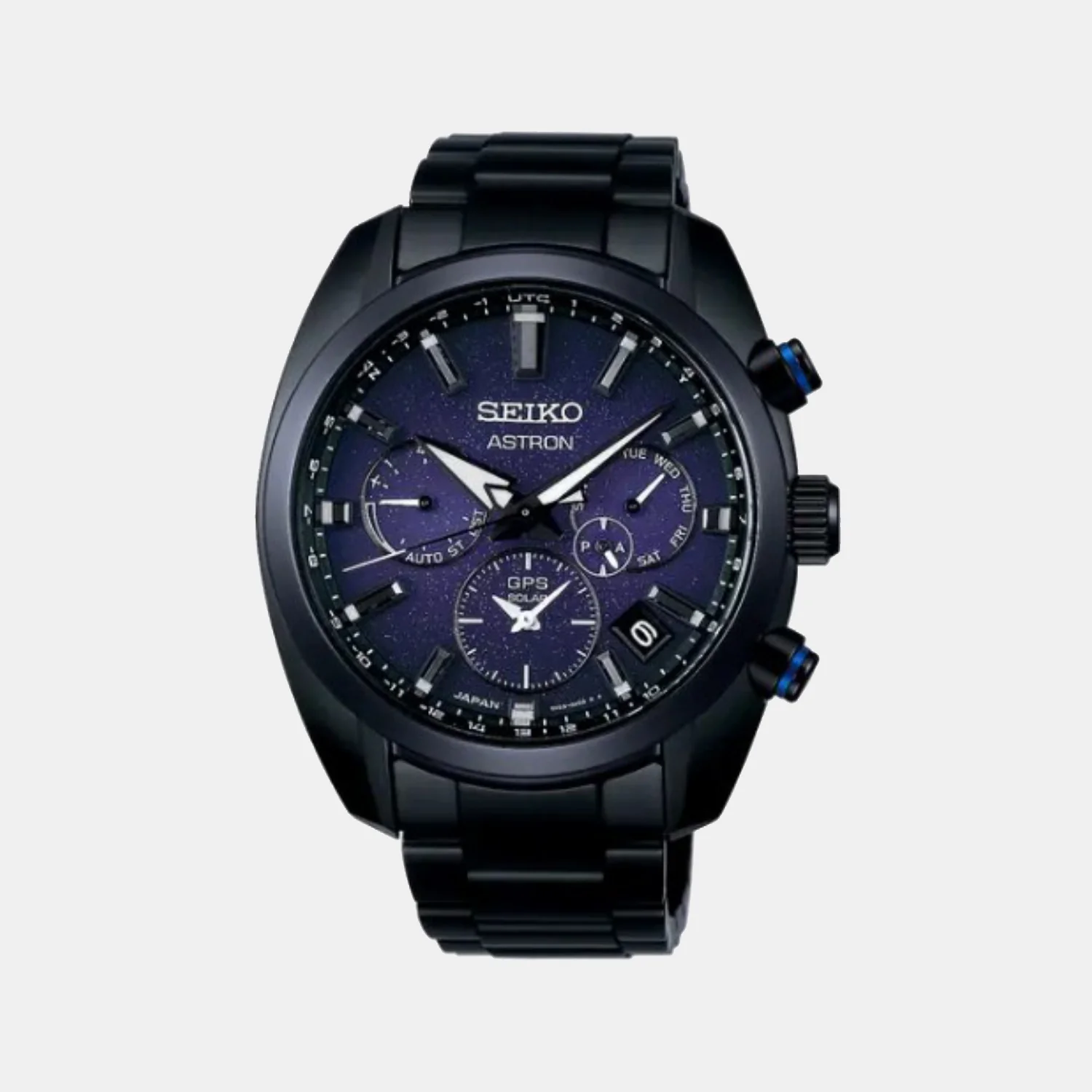 Astron Men Solar Blue Dial Chronograph Stainless Steel Watch SSH077J1