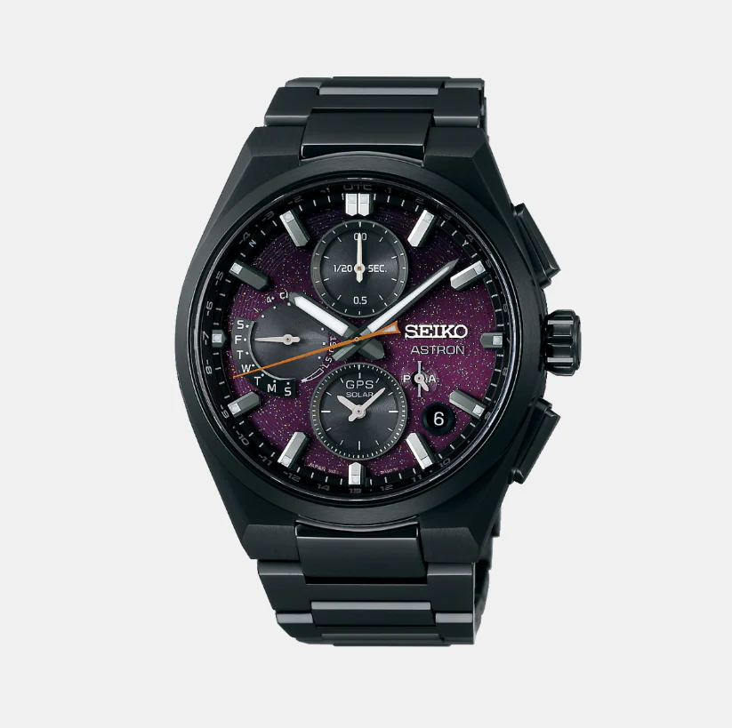 Astron Yozakura Cherry Blossom by Night - Limited Edition Men Solar Purple Dial Chronograph Stainless Steel Watch SSH171J1