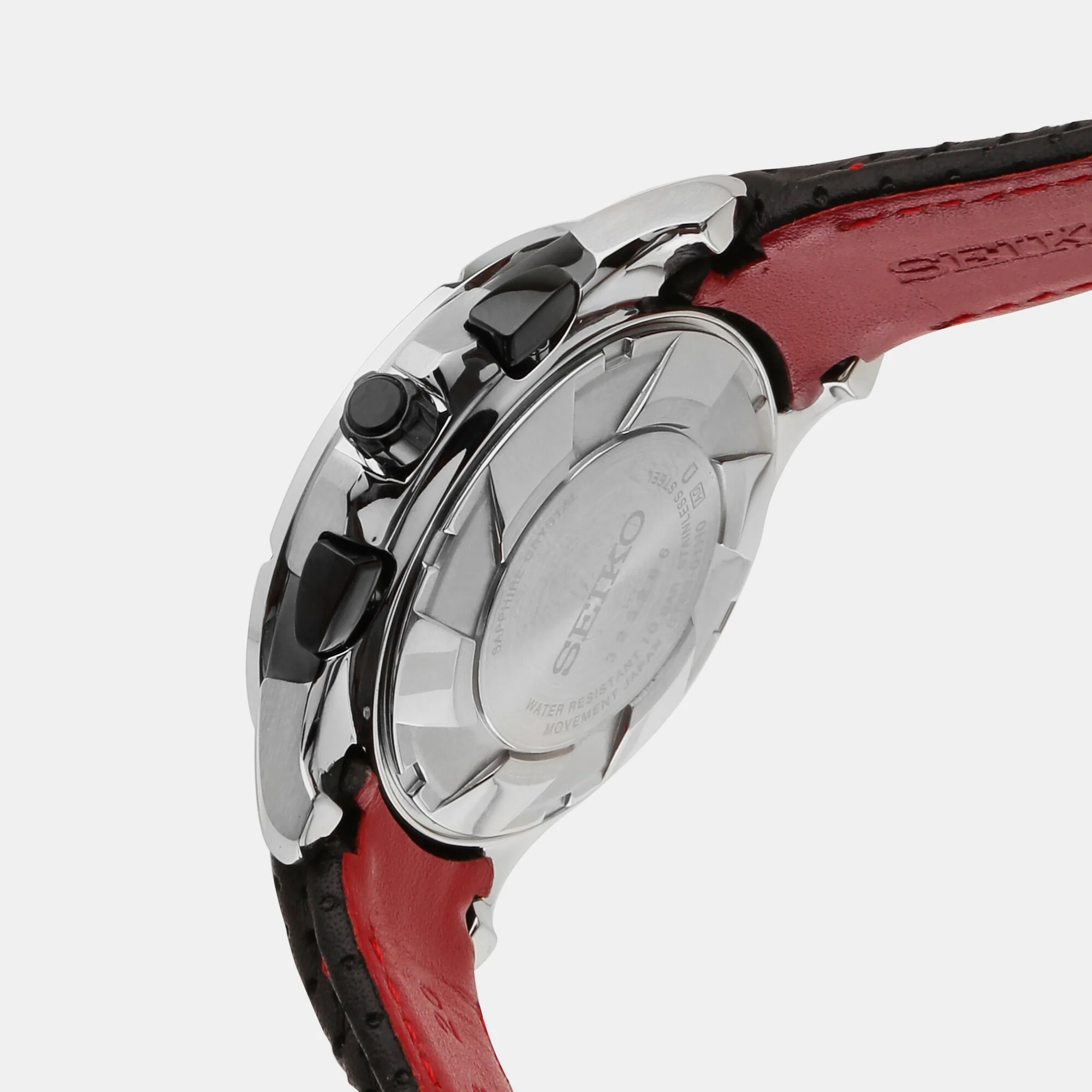Coutura Men Quartz Red Dial Chronograph Leather Watch SSB435P9 - Image 4