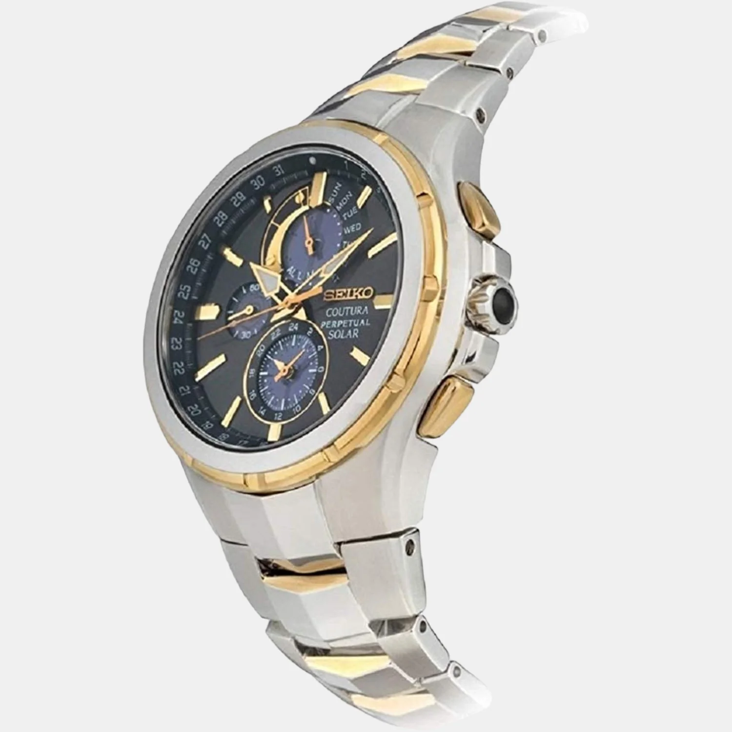Coutura Men Solar Black Dial Chronograph Stainless Steel Watch SSC376P9 - Image 2