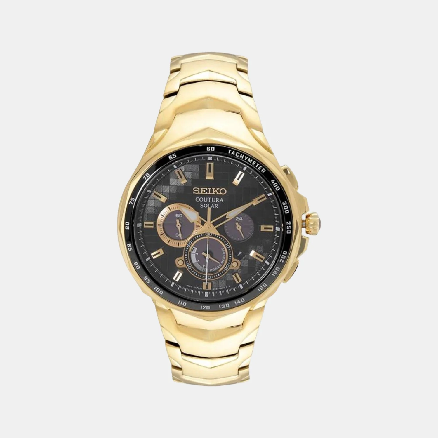 Coutura Men Solar Black Dial Chronograph Stainless Steel Watch SSC754P1