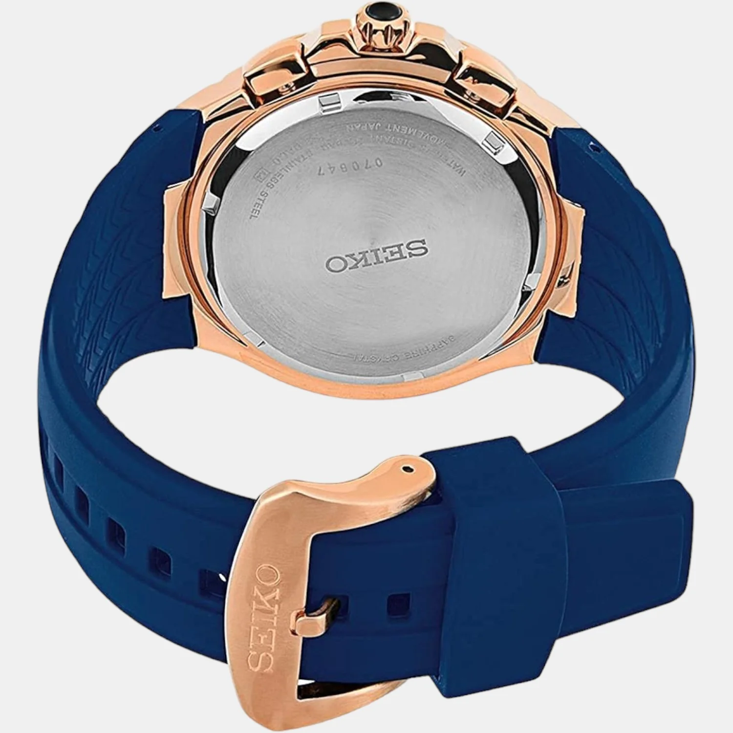 Coutura Men Solar Blue Dial Chronograph Leather Watch SSC800P1 - Image 3