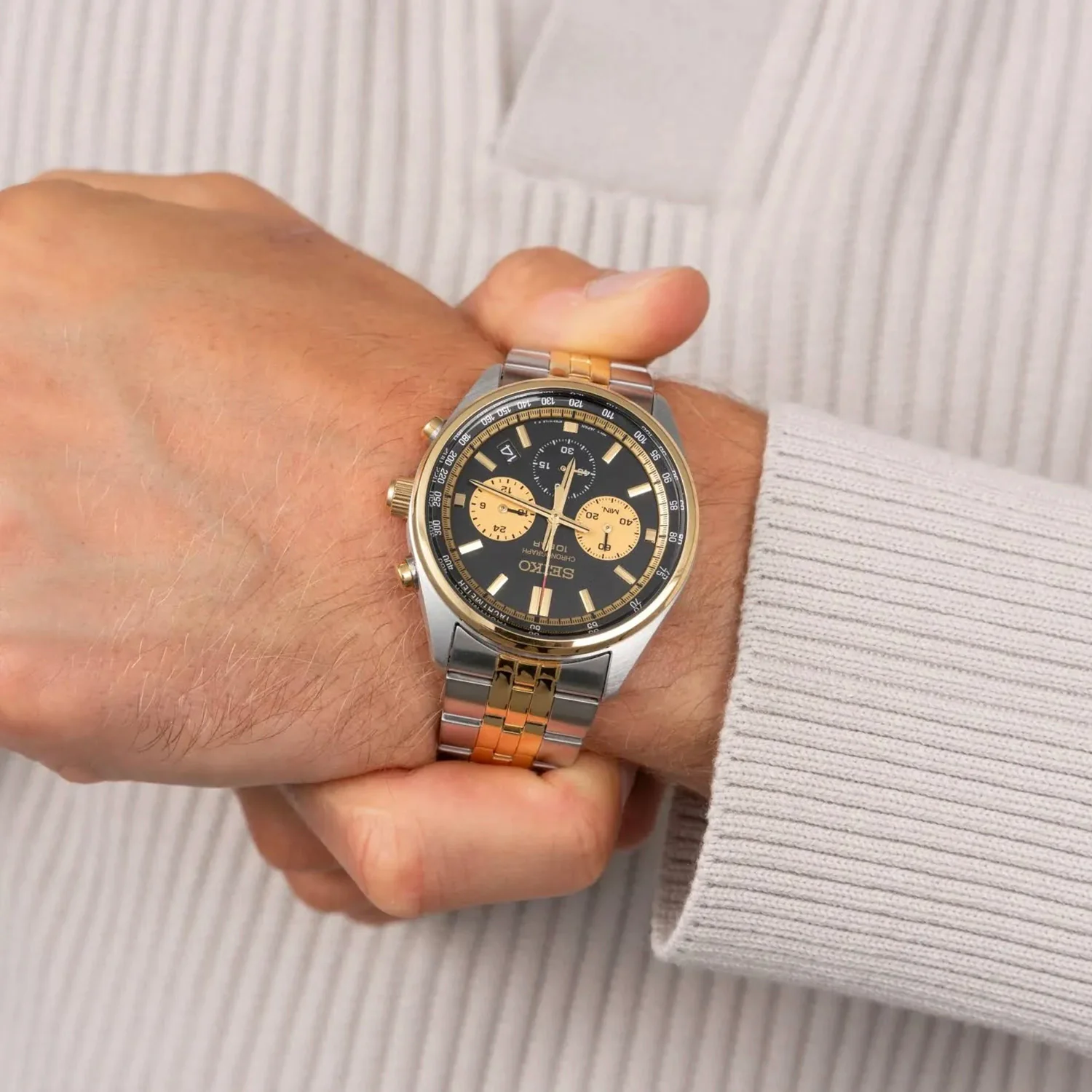 Dress Men Quartz Black Dial Chronograph Stainless Steel Watch SSB430P1 - Image 7