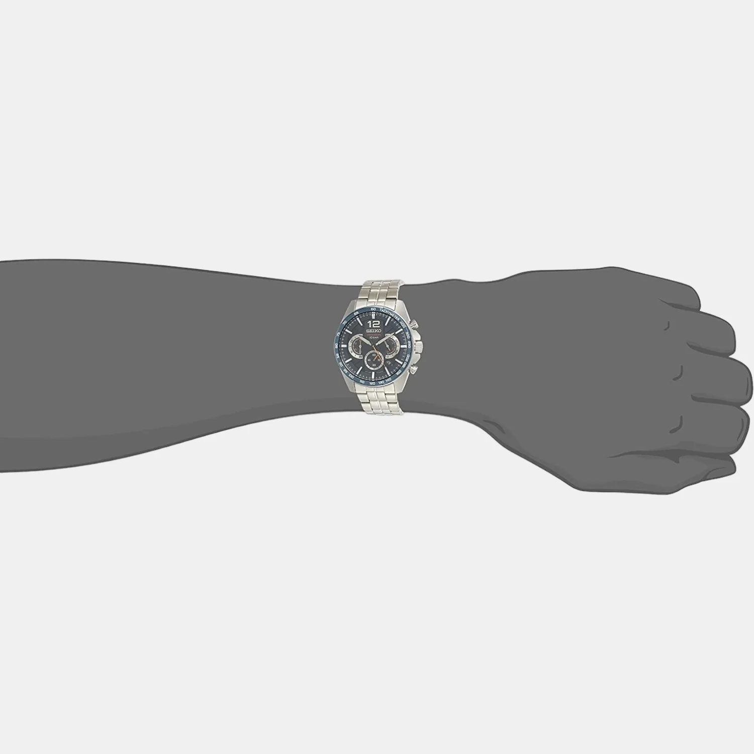 Dress Men Quartz Blue Dial Chronograph Stainless Steel Watch SSB345P1 - Image 5