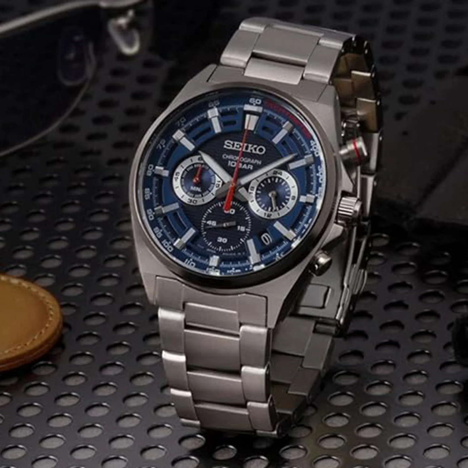 Dress Men Quartz Blue Dial Chronograph Stainless Steel Watch SSB407P1 - Image 6