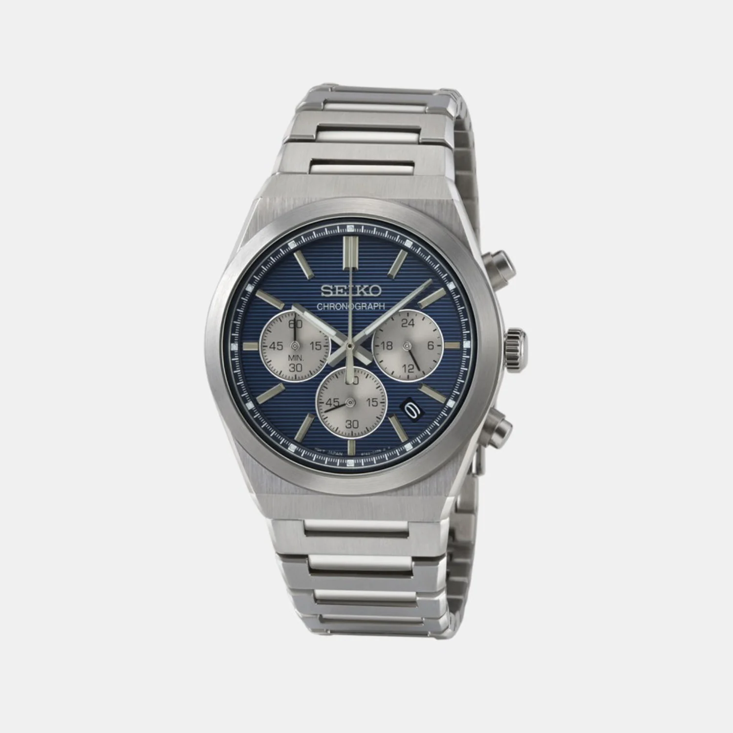 Dress Men Quartz Blue Dial Chronograph Stainless Steel Watch SSB453P1 - Image 2