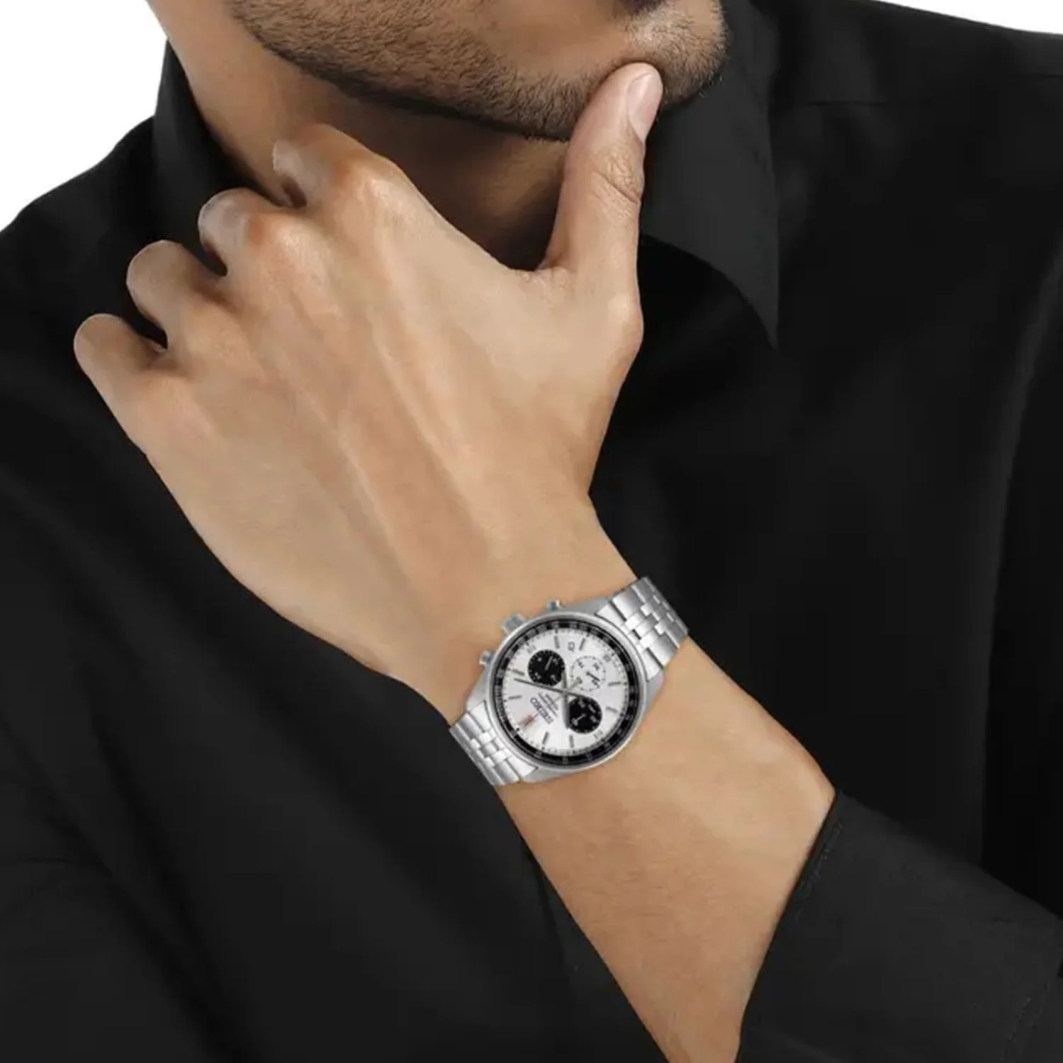 Dress Men Quartz White Dial Chronograph Stainless Steel Watch SSB425P1 - Image 2