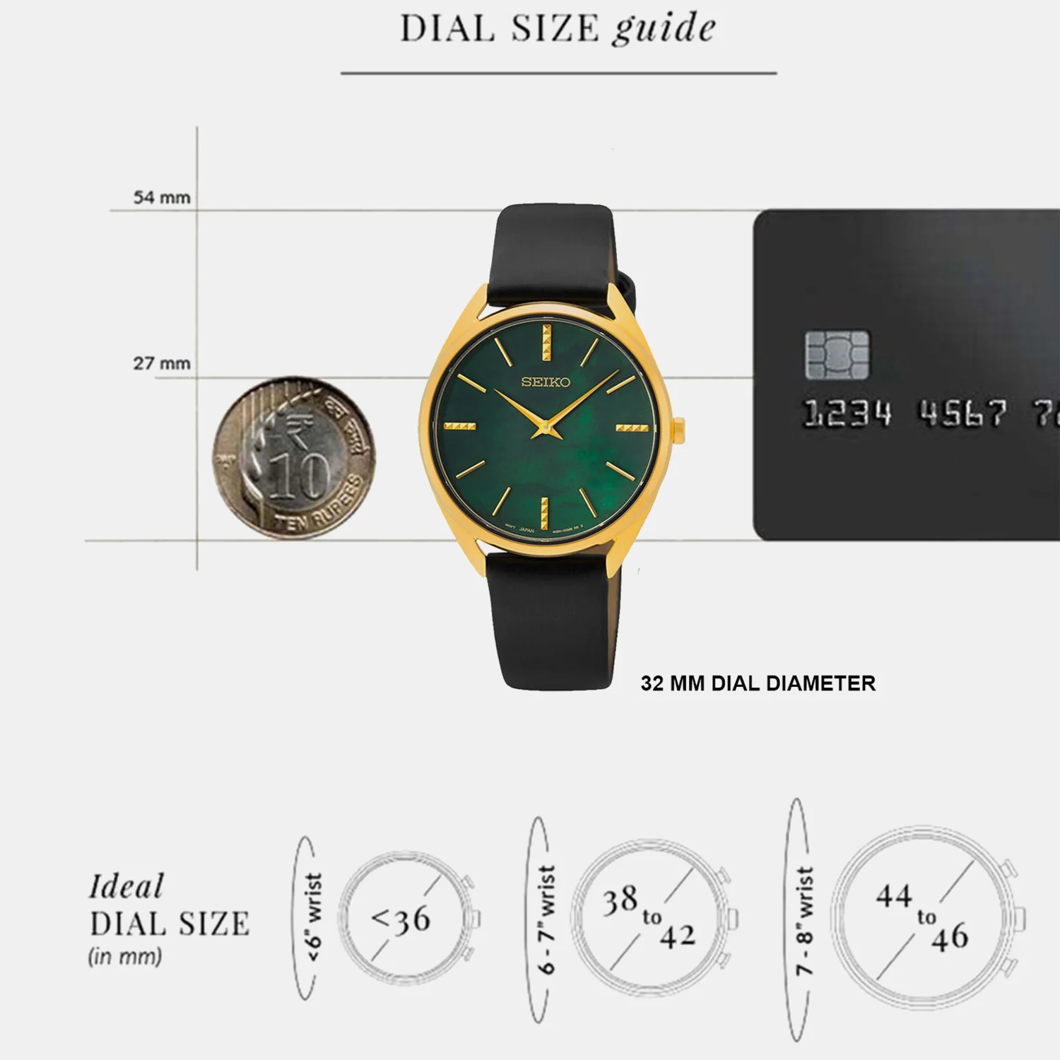 Dress Quartz Watch Women Quartz Green Dial Analog Leather Watch SWR080P1 - Image 5
