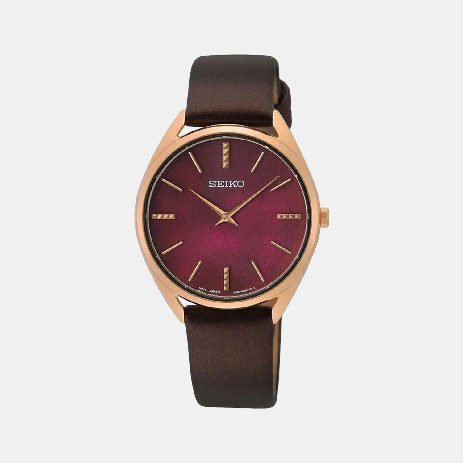 Dress Quartz Watch Women Quartz Pink Dial Analog Leather Watch SWR082P1