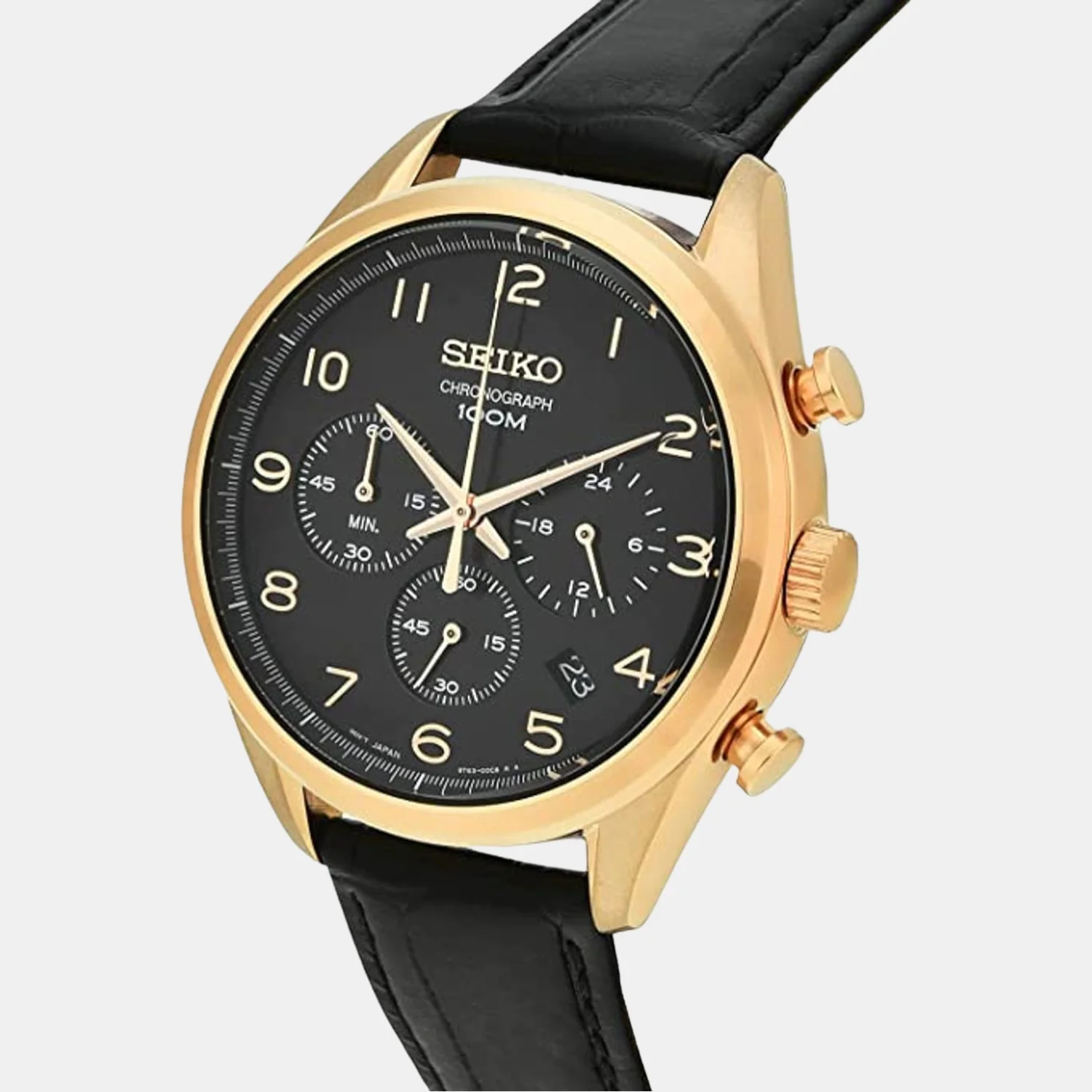 Men Automatic Black Dial Chronograph Leather Watch SSB296P1 - Image 2