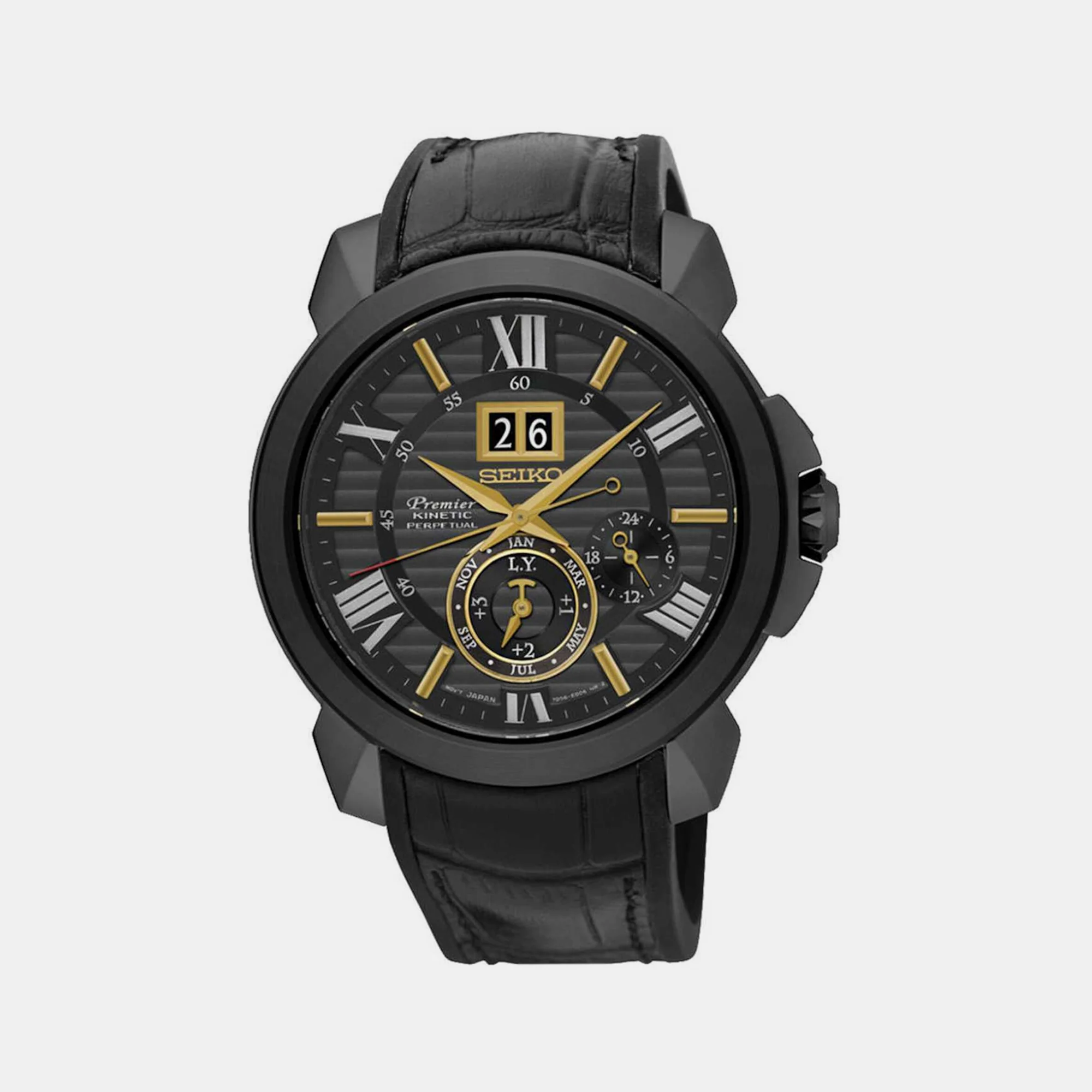 Men Kinetic Black Dial Analog Silicone Watch SNP145P1