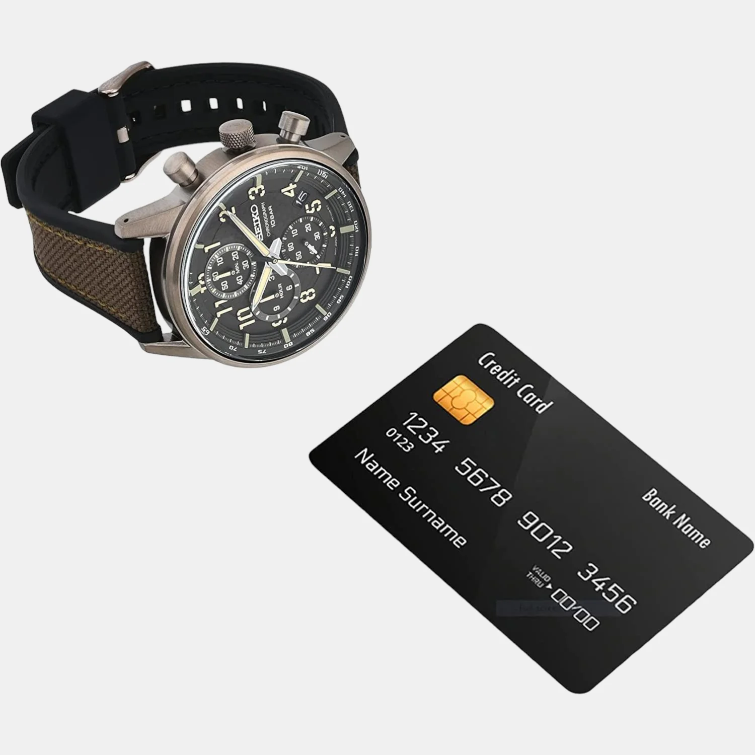 Men Quartz Black Dial Chronograph Silicone Watch SSB371P1 - Image 5