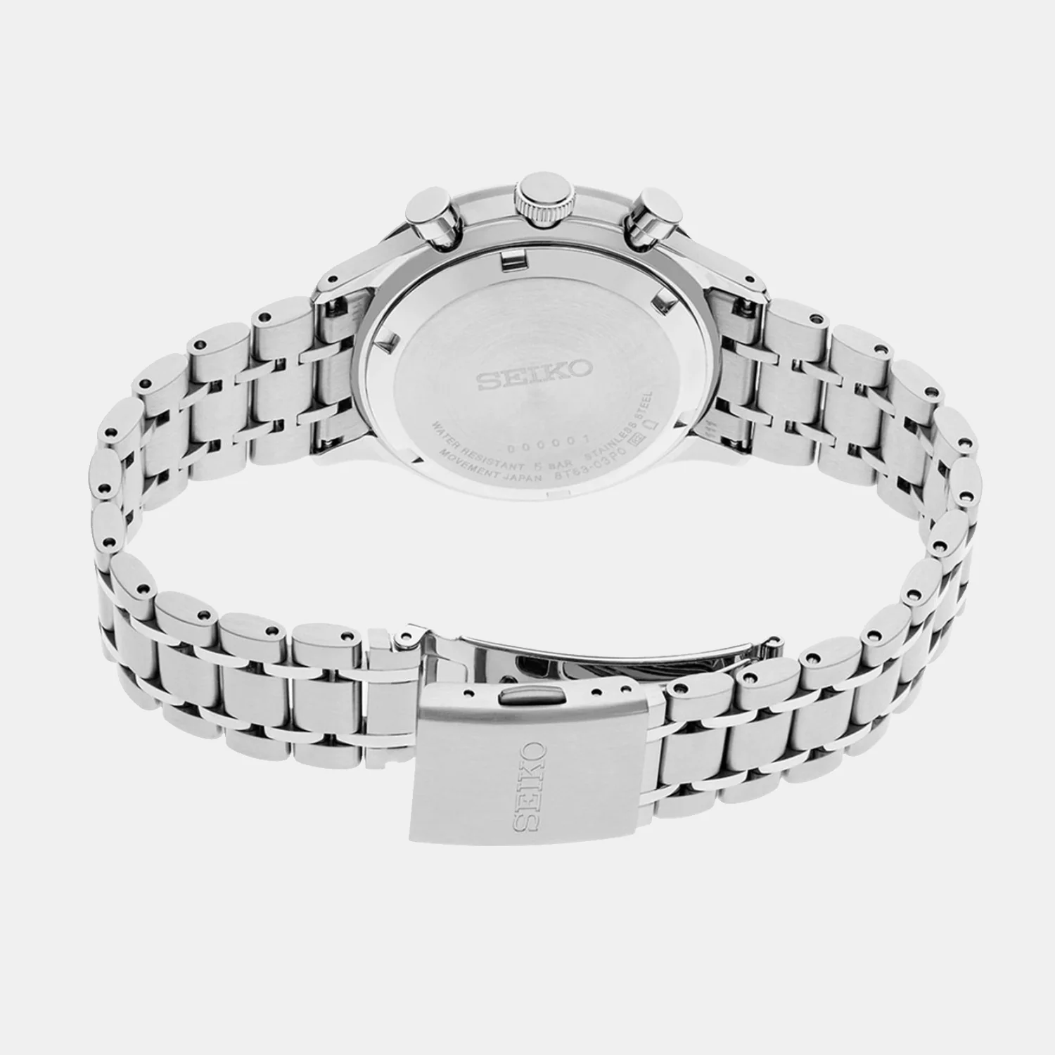Men Quartz Black Dial Chronograph Stainless Steel Watch SSB479P1 - Image 3