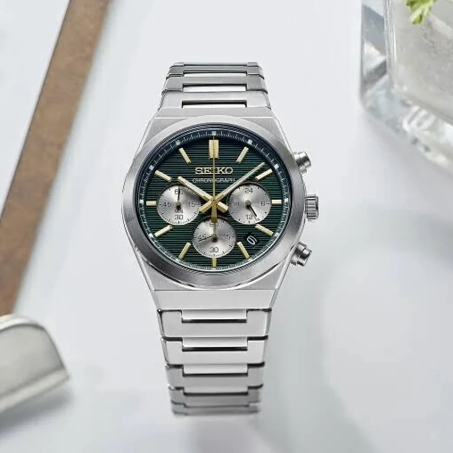 Conceptual Men Quartz Green Dial Chronograph Stainless Steel Watch SSB461P1 - Image 10