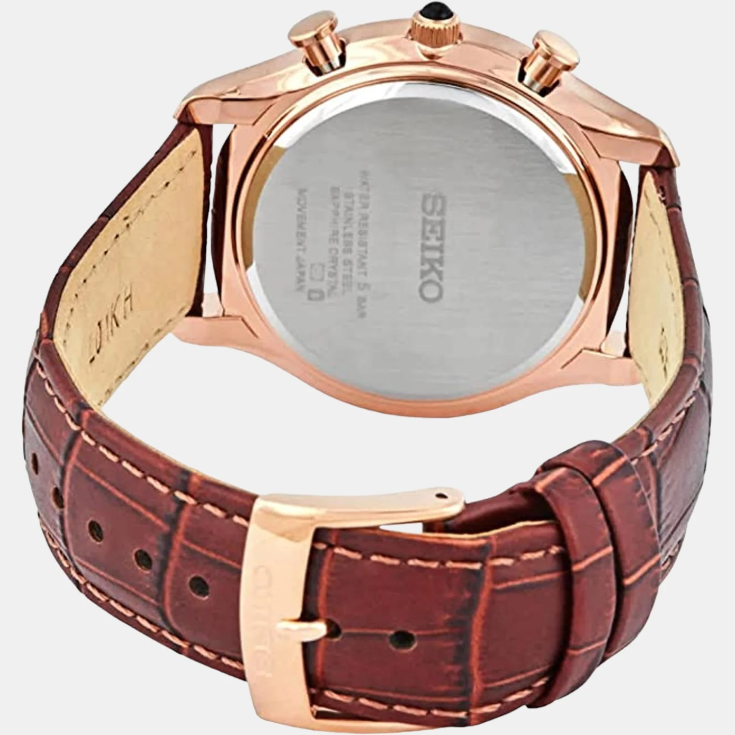 Men Quartz Rose Gold Dial Chronograph Leather Watch SPC256P1 - Image 2