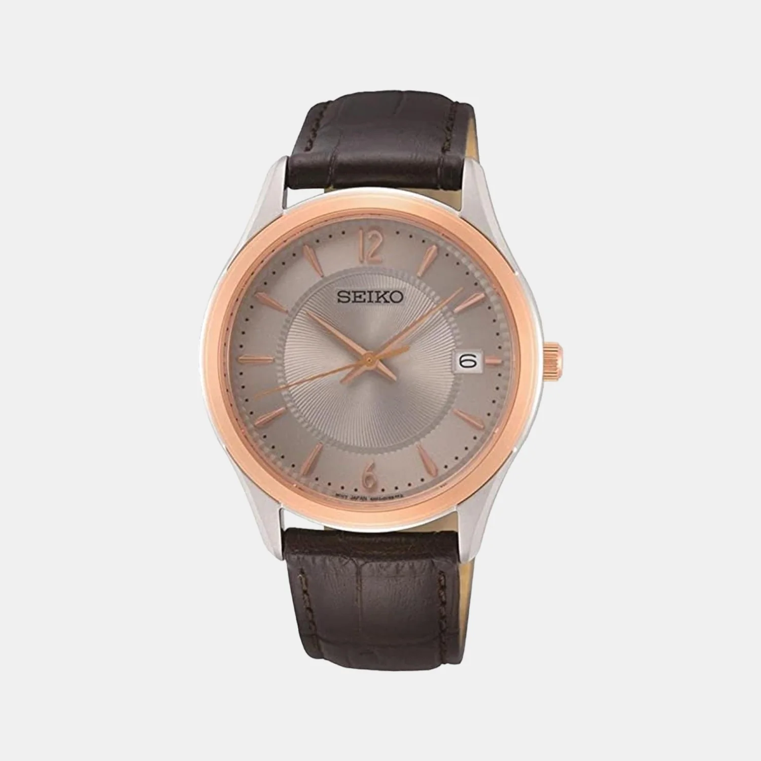Men Quartz White Dial Analog Leather Watch SUR422P1