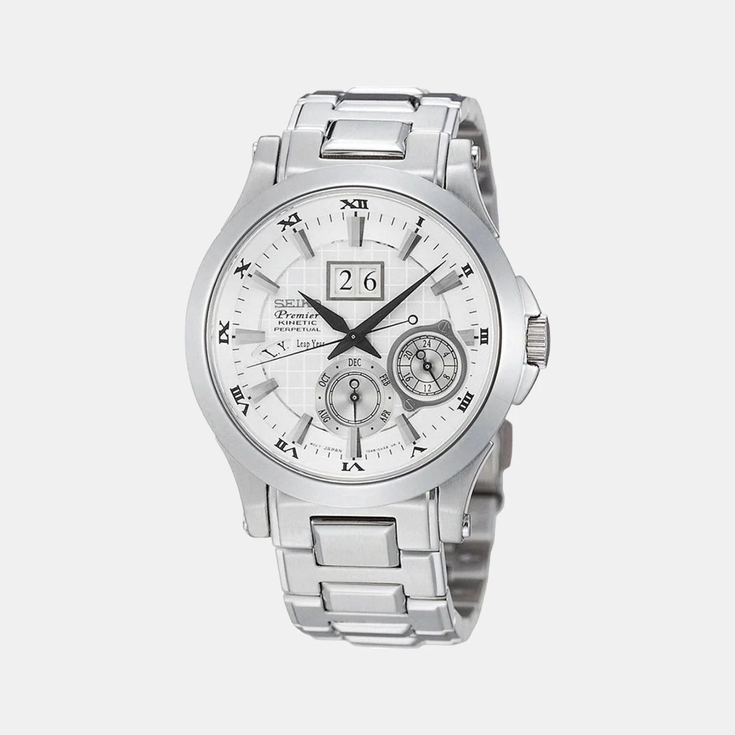 Men Quartz White Dial Analog Stainless Steel Watch SNP001P1