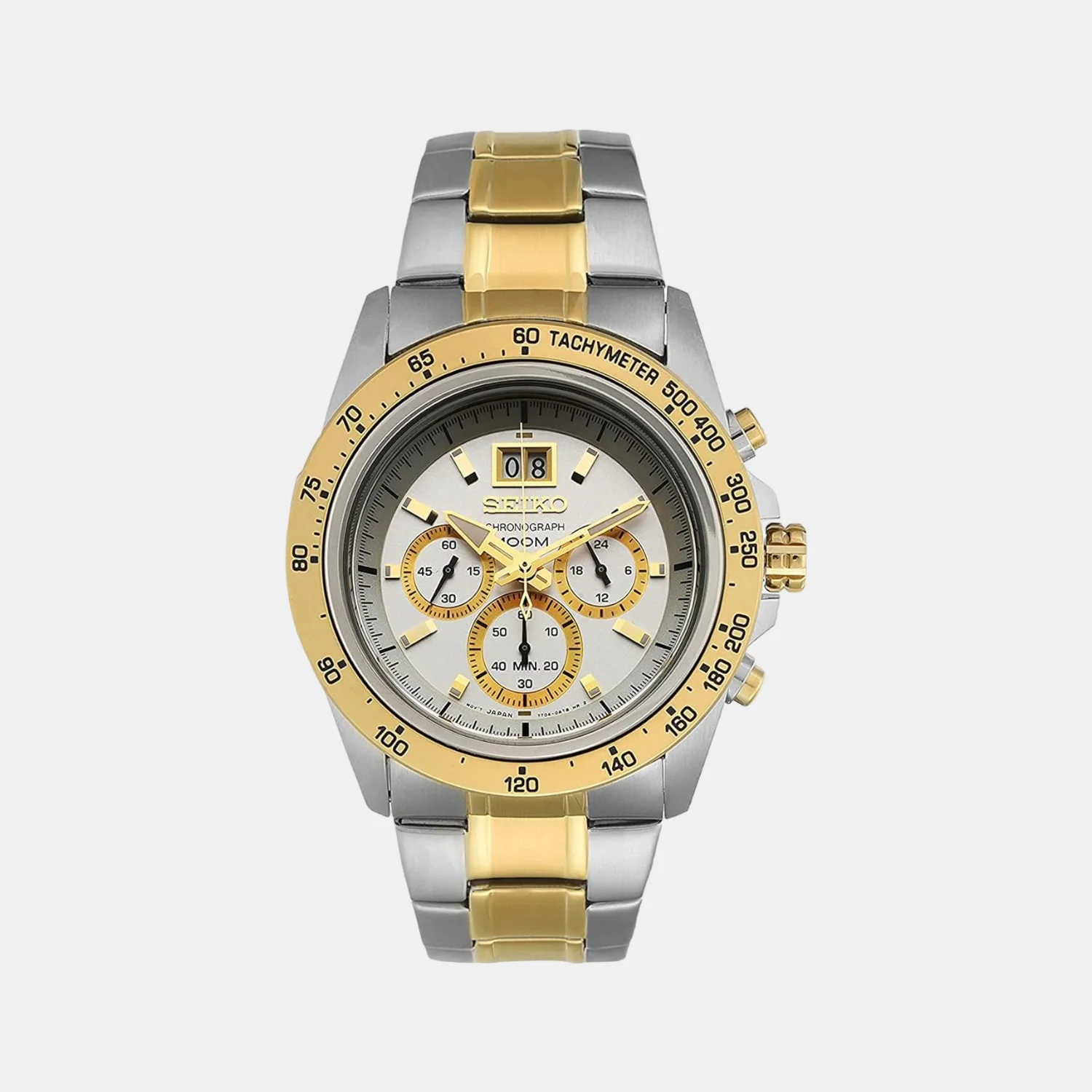 Men Quartz White Dial Chronograph Stainless Steel Watch SPC228P1