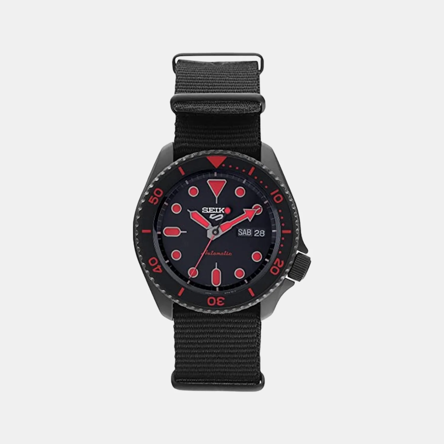 New 5 Sports Men Automatic Black Dial Analog Nylon Watch SRPD83K1