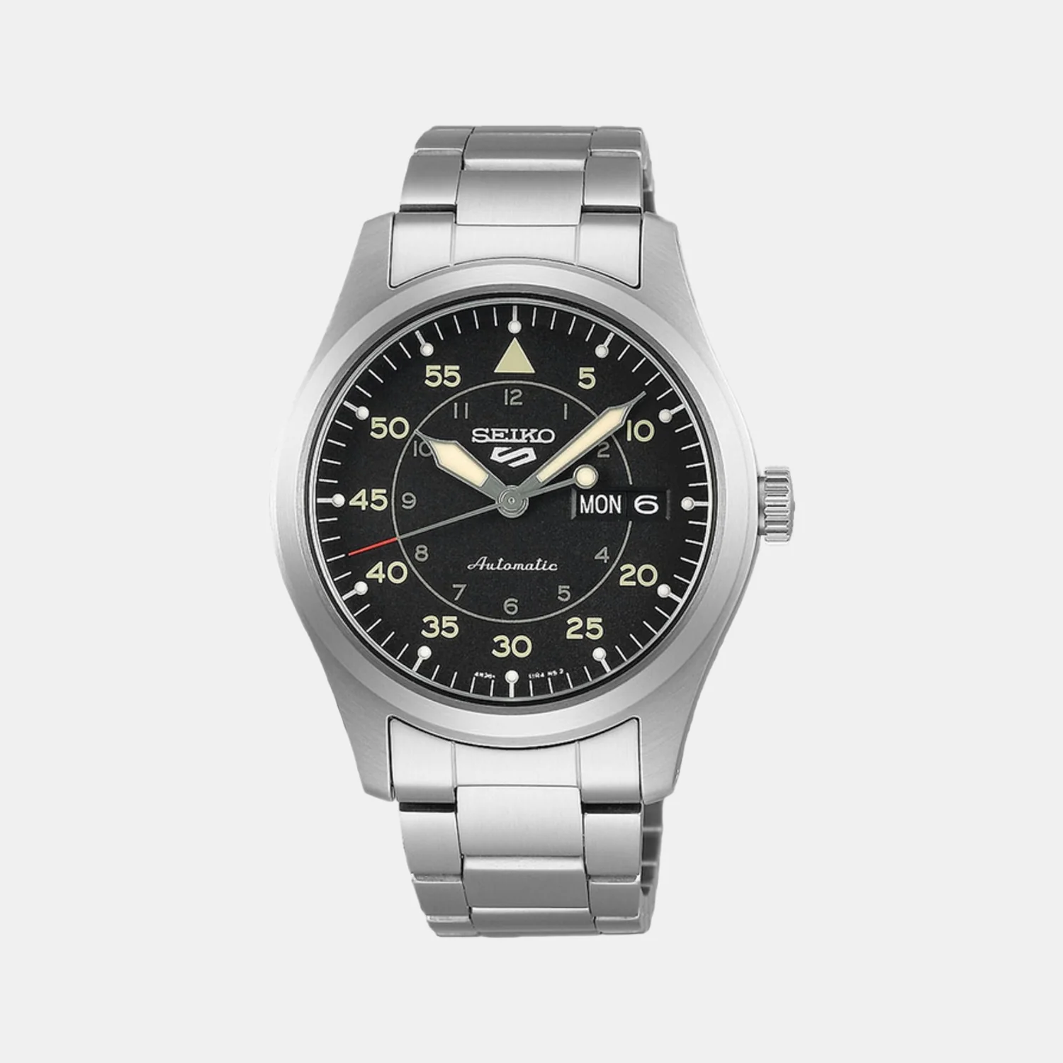 New 5 Sports Men Automatic Black Dial Analog Stainless Steel Watch SRPH27K1