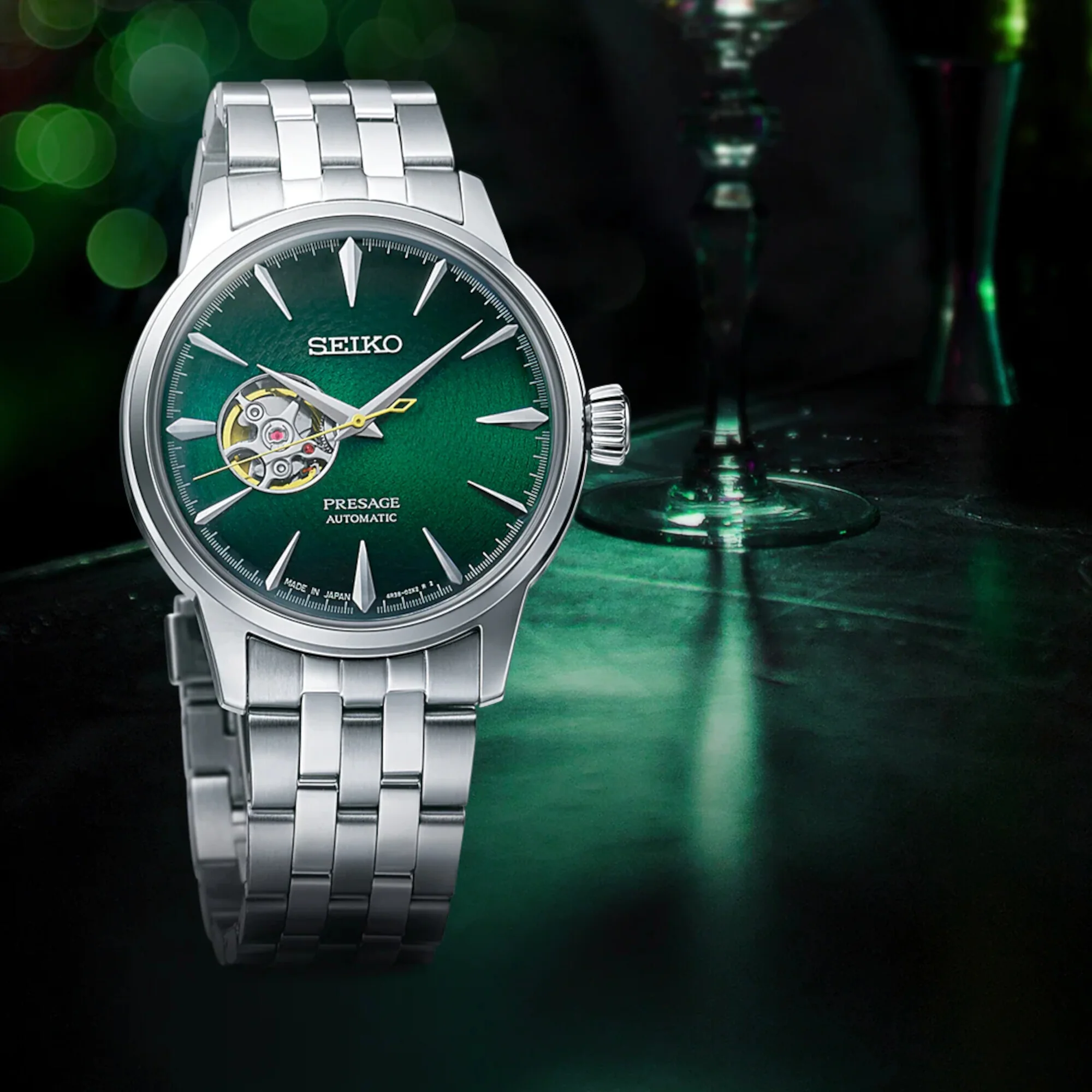Presage Men Automatic Green Dial Analog Stainless Steel Watch SSA441J1 - Image 4