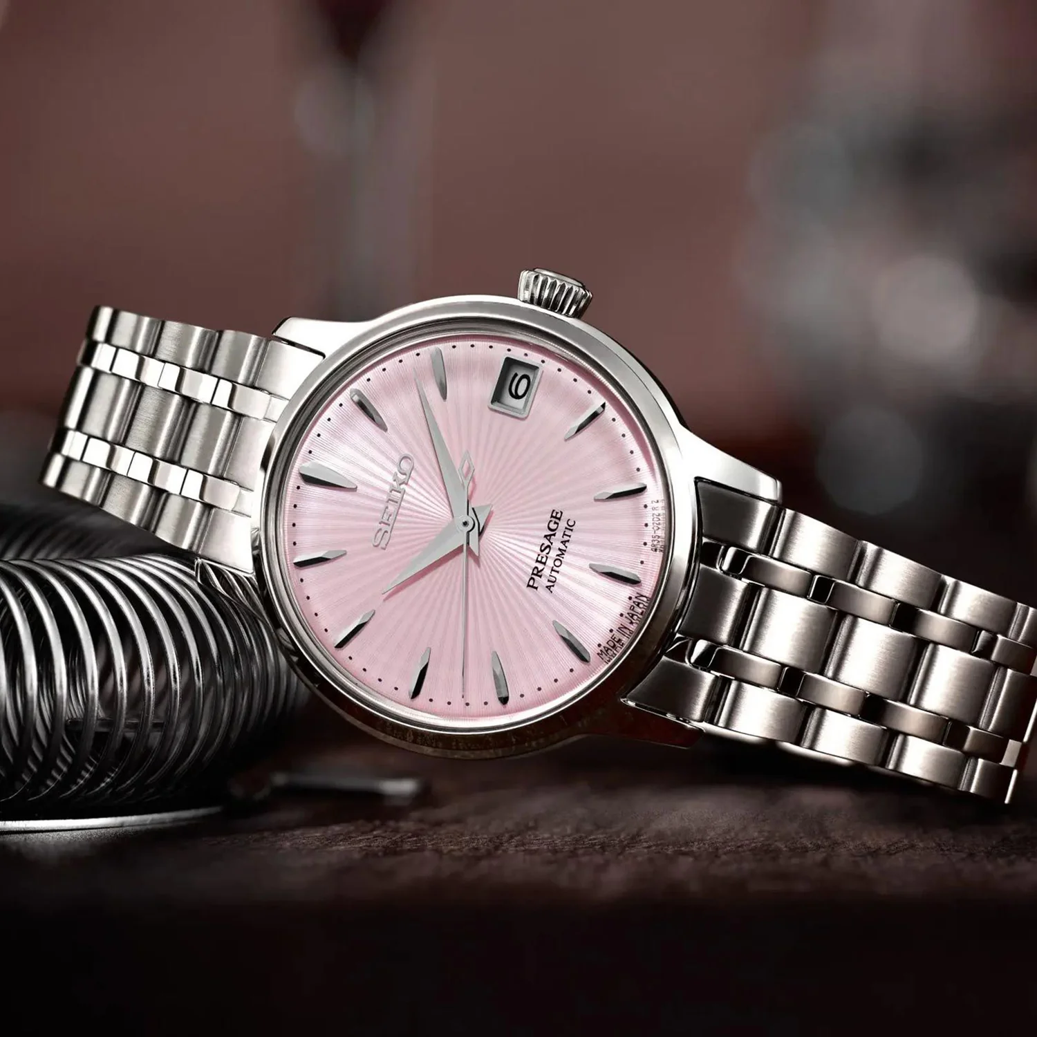 Presage Women Automatic Pink Dial Analog Stainless Steel Watch SRP839J1 - Image 8