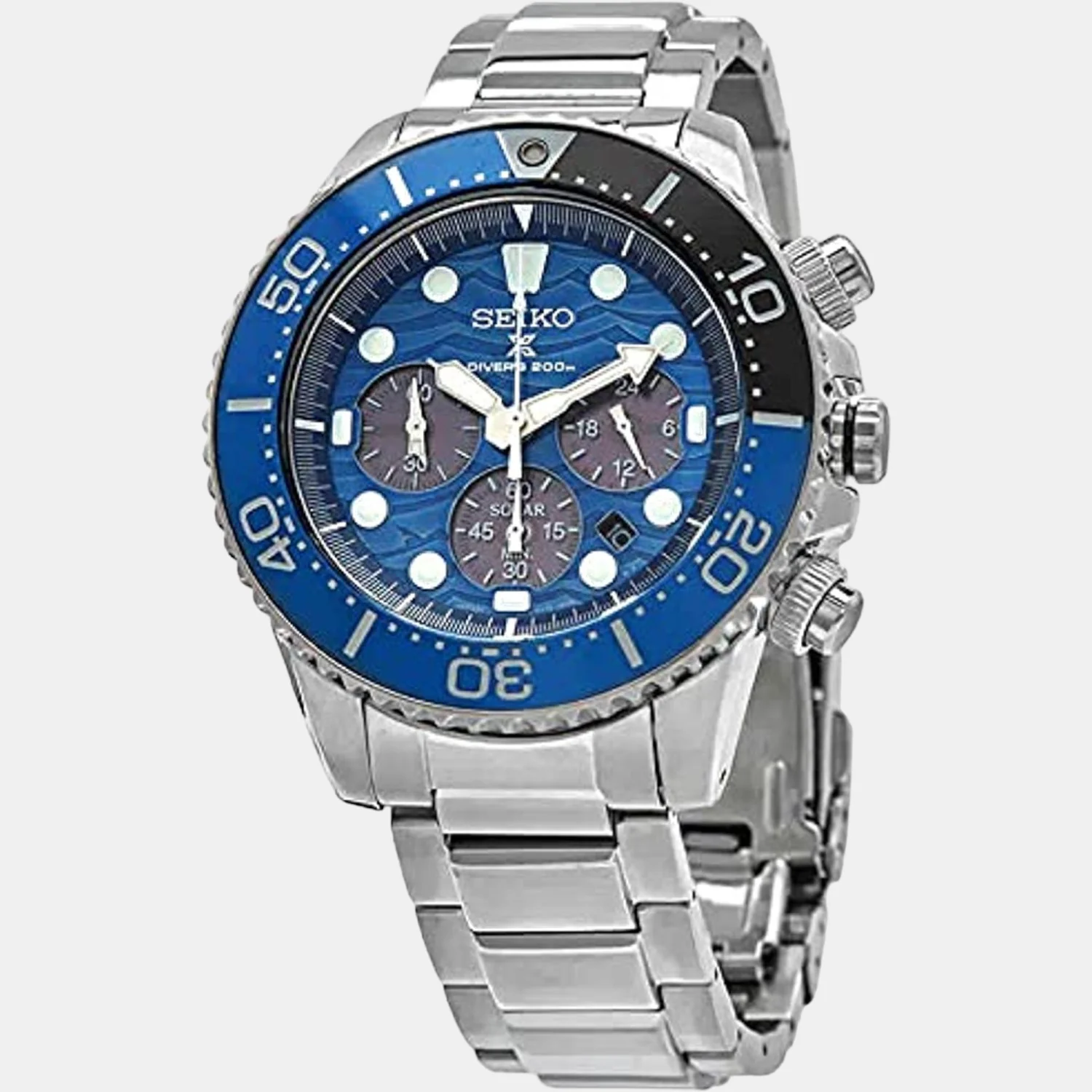 Prospex Men Solar Blue Dial Chronograph Stainless Steel Watch SSC741P1 - Image 3