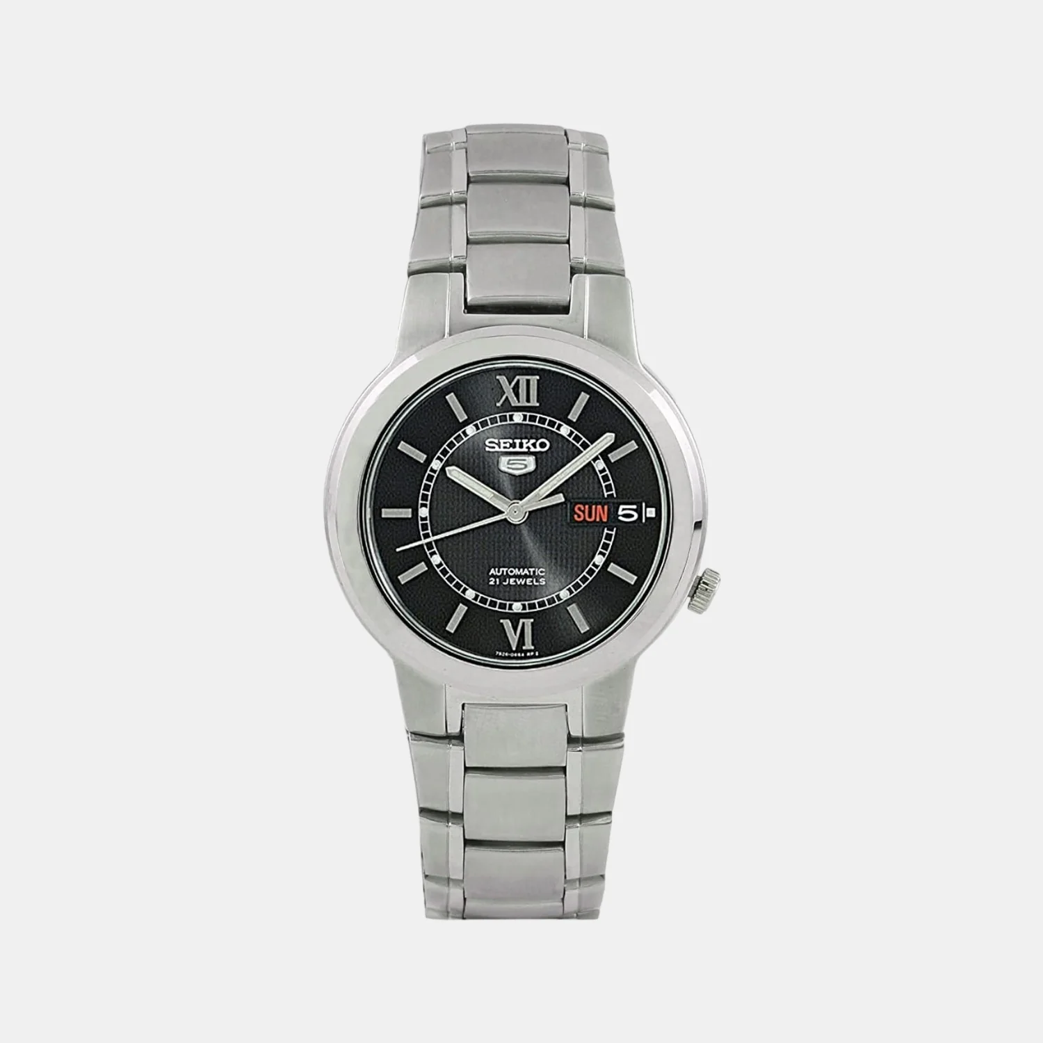 Seiko 5 Men Automatic Black Dial Analog Stainless Steel Watch SNKA23K1