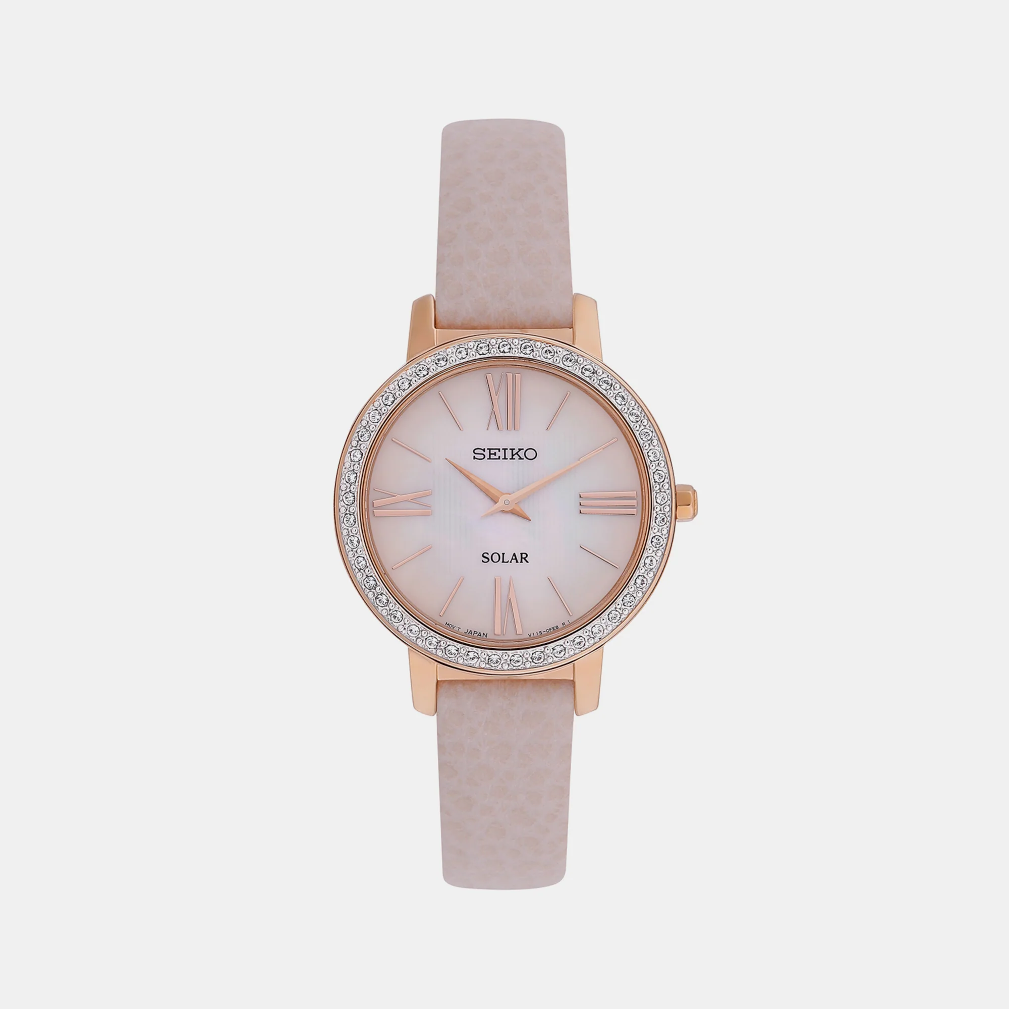 Solar Women Solar Pink Dial Analog Leather Watch SUP460P1
