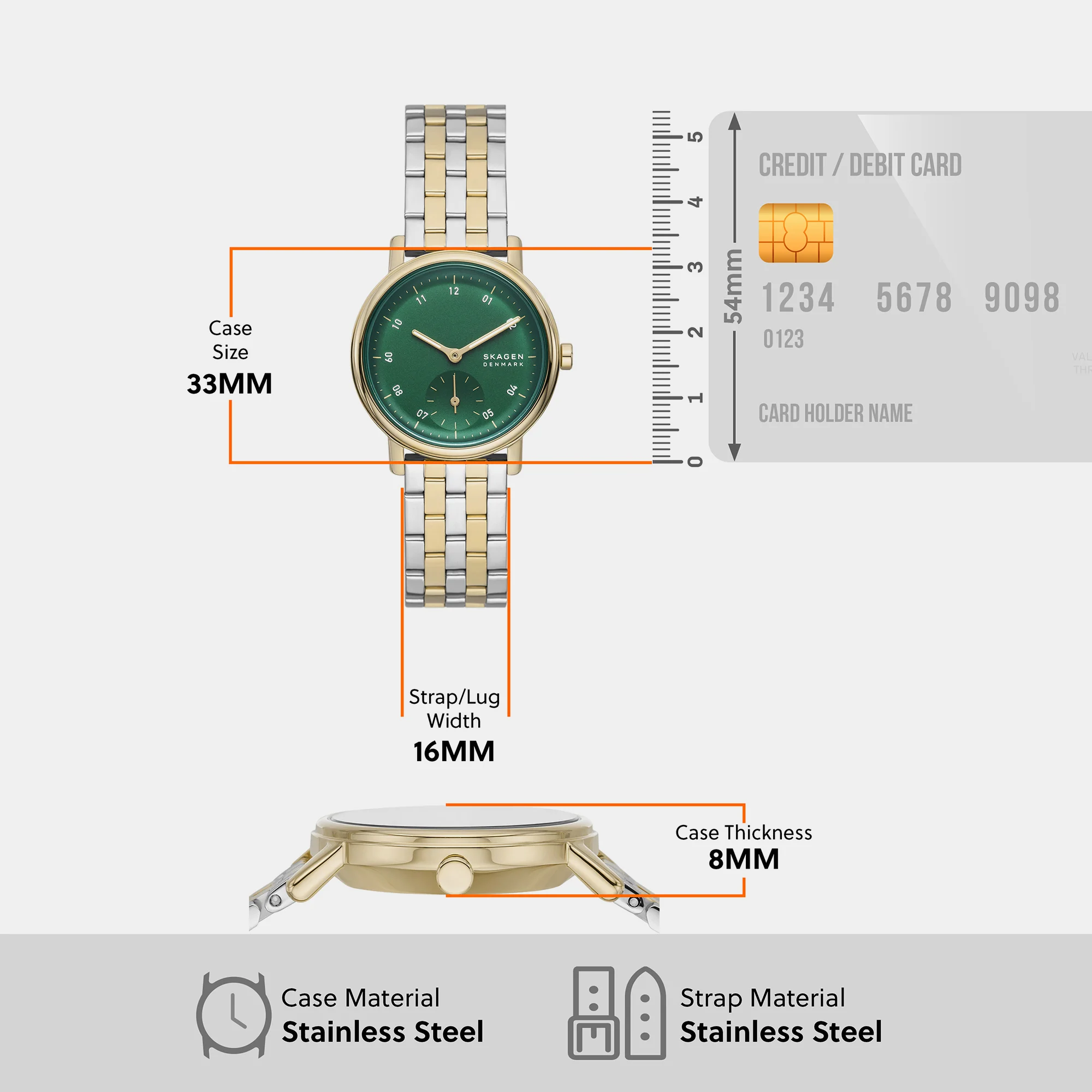 Kuppel Lille Women Quartz Green Dial Analog Stainless Steel Watch SKW3122 - Image 5