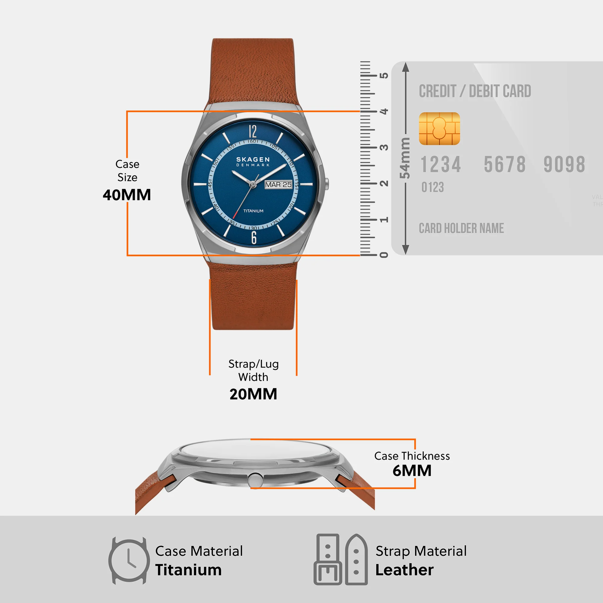 Melbye Men Quartz Grey Dial Analog Leather Watch SKW6906 - Image 8